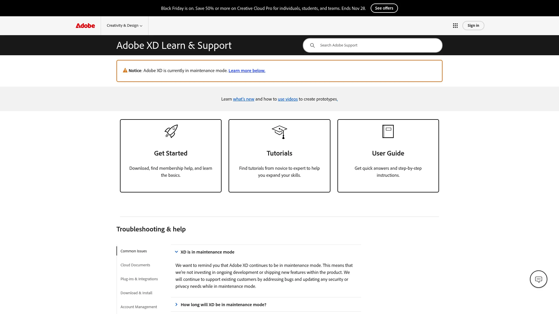 Adobe XD Creative Cloud interface