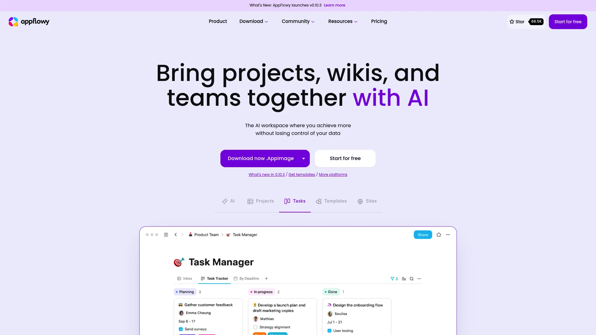 AppFlowy workspace interface