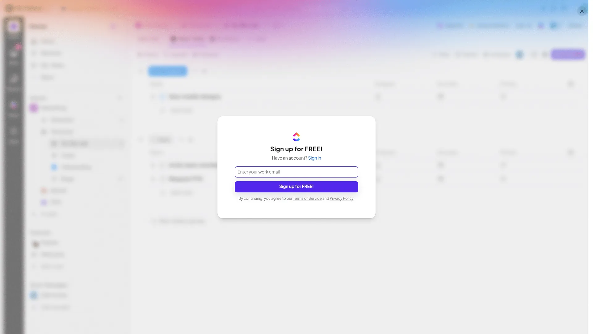 ClickUp project management interface