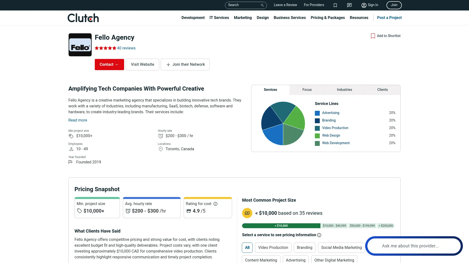 Screenshot of Fello Agency website