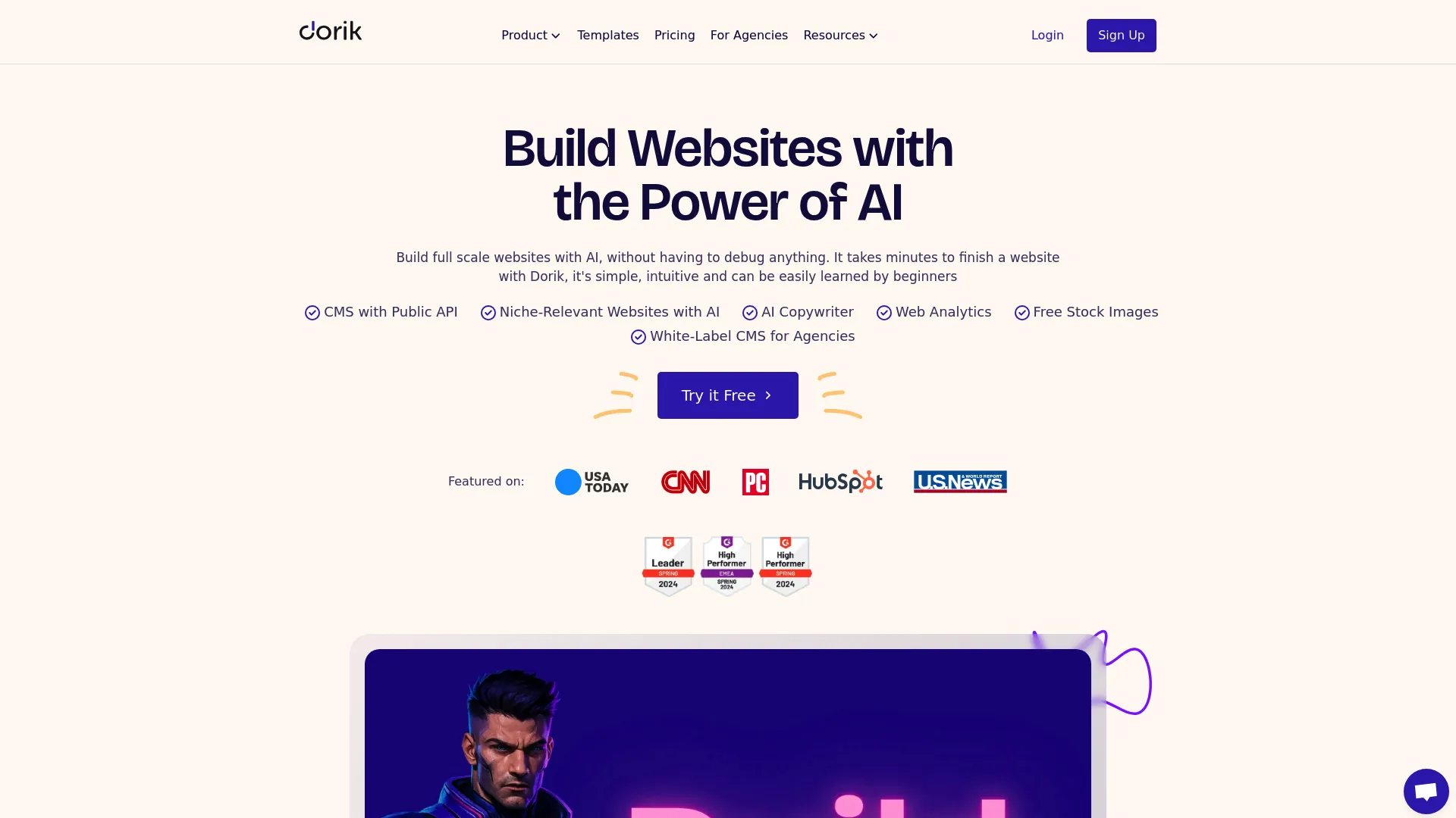 Dorik website builder interface