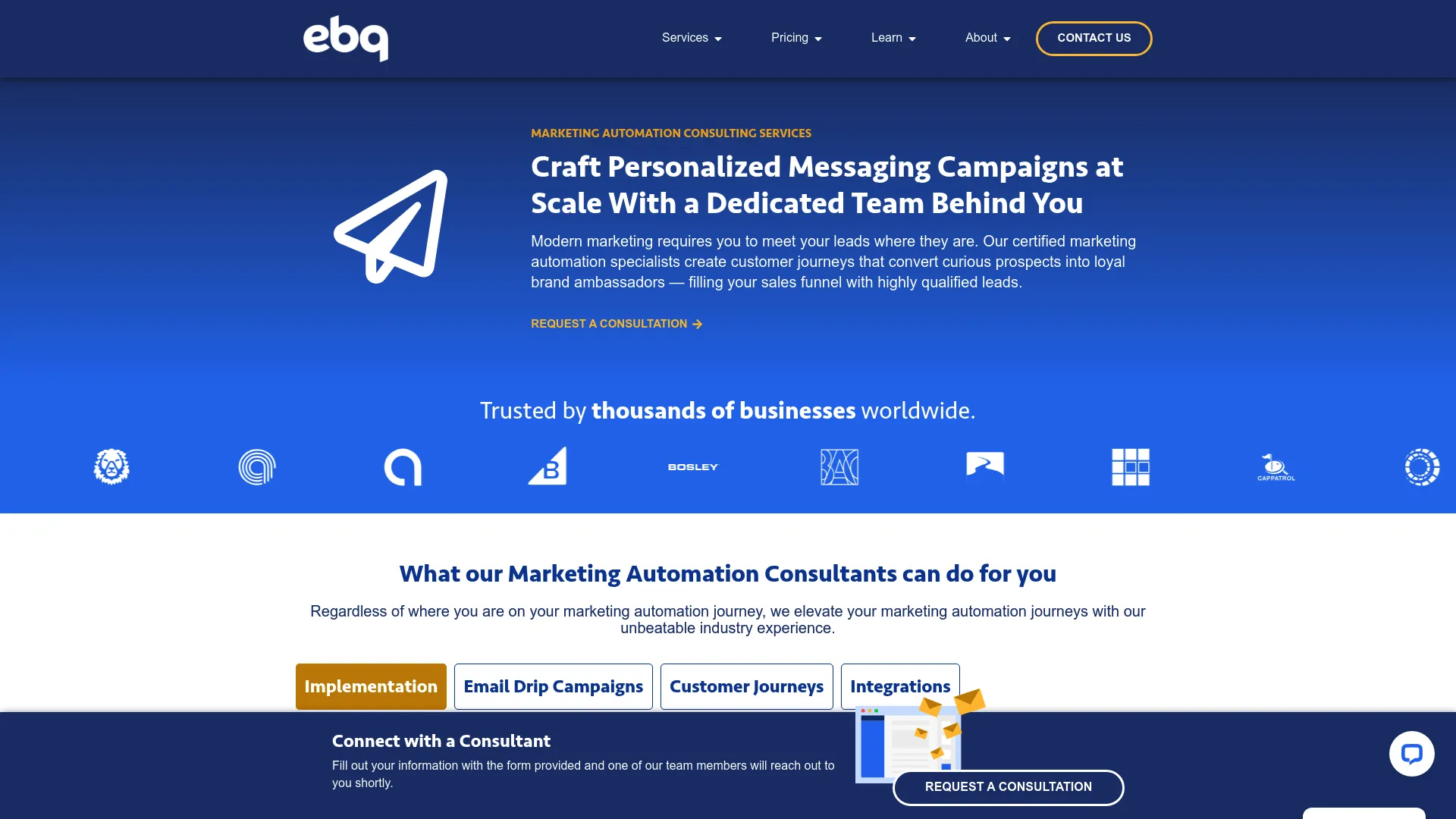 screenshot of ebq.com