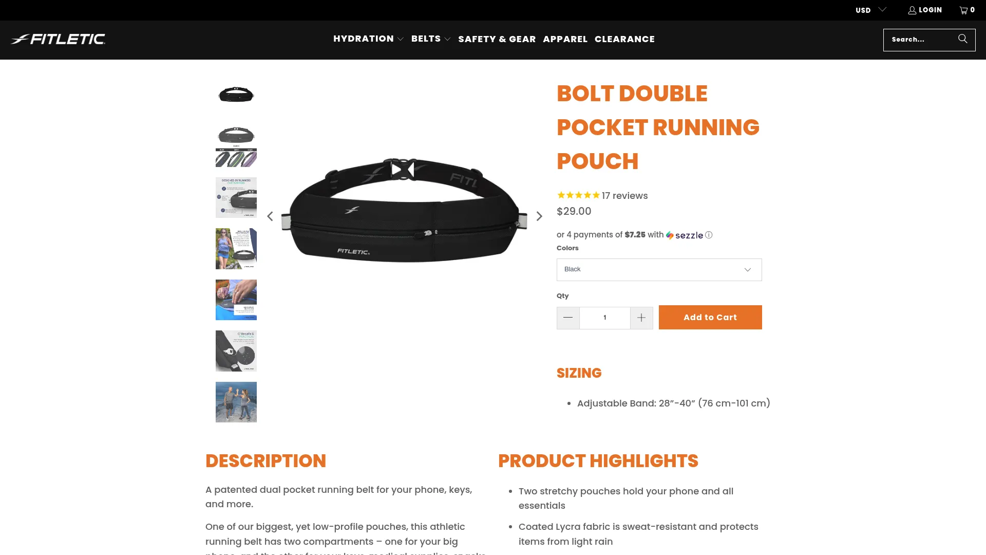 Fitletic Bolt Running Belt