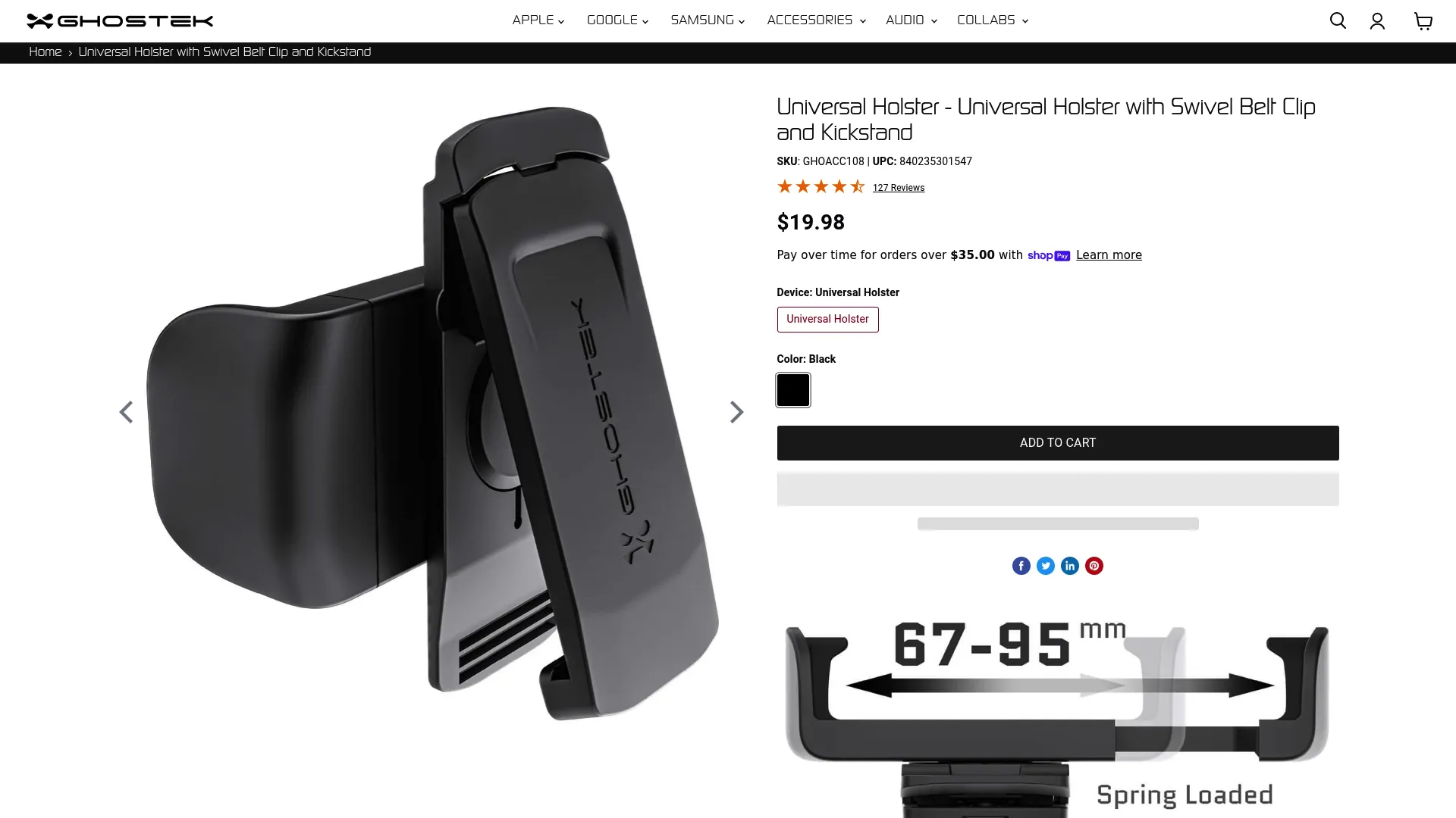 Ghostek Universal Belt Clip Holster with Kickstand