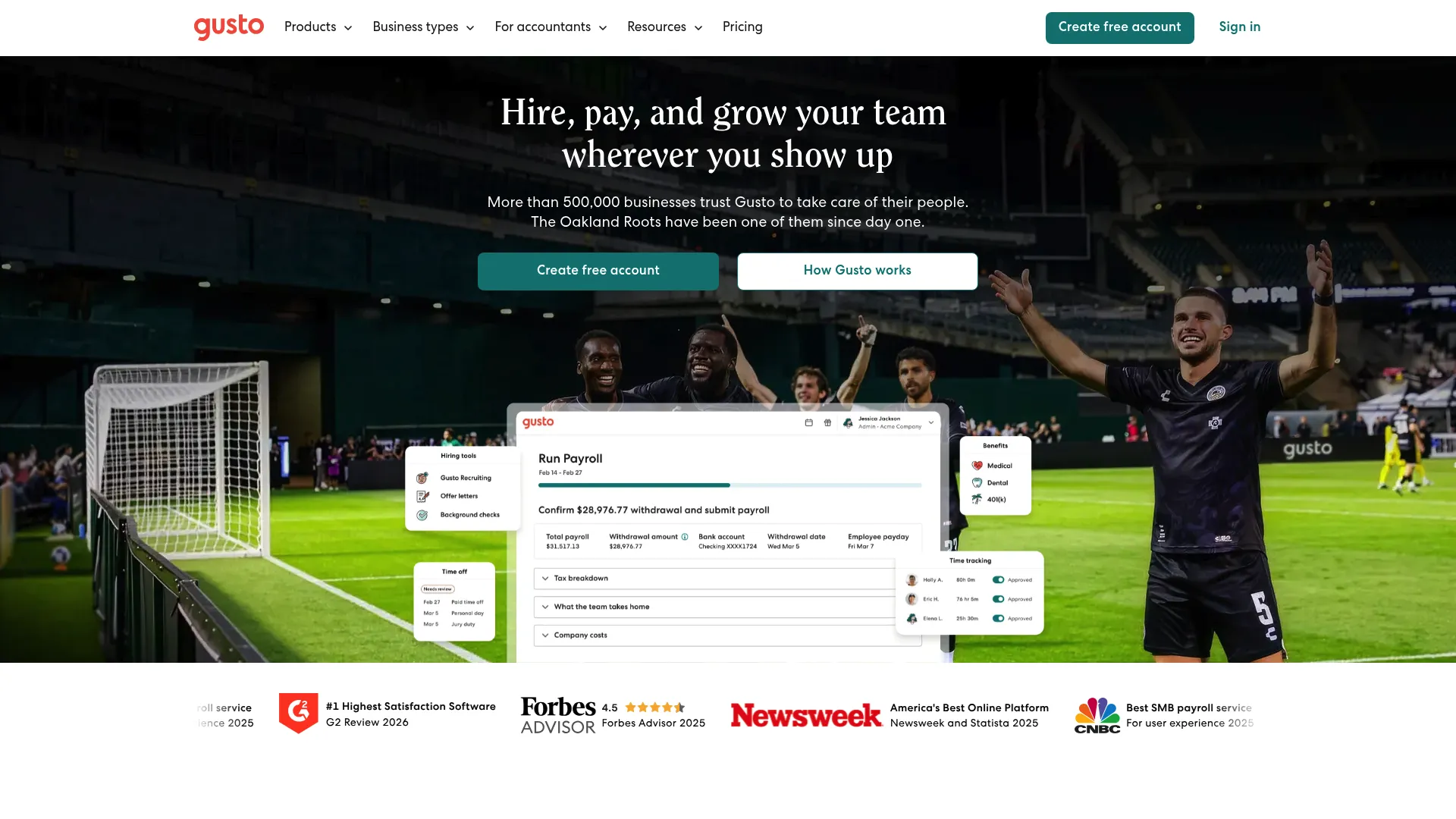 Gusto payroll platform interface