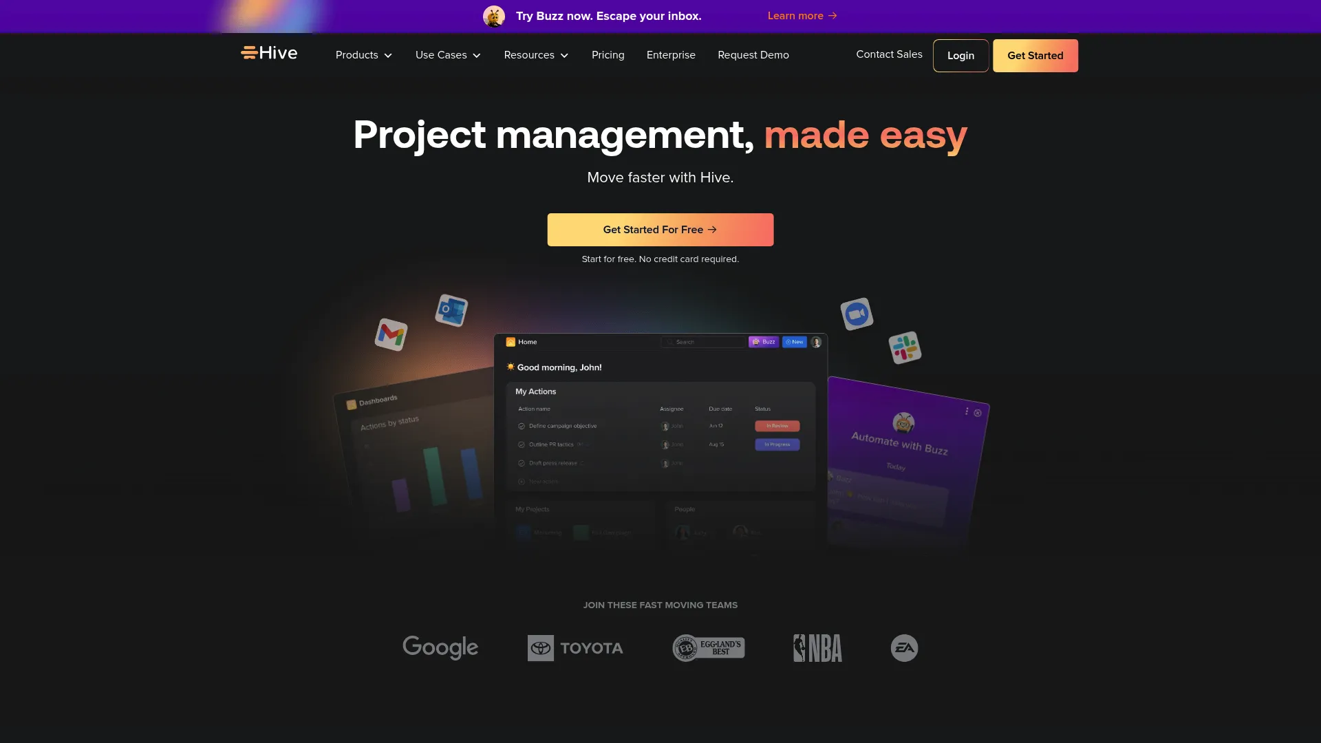 Hive communication-integrated project management