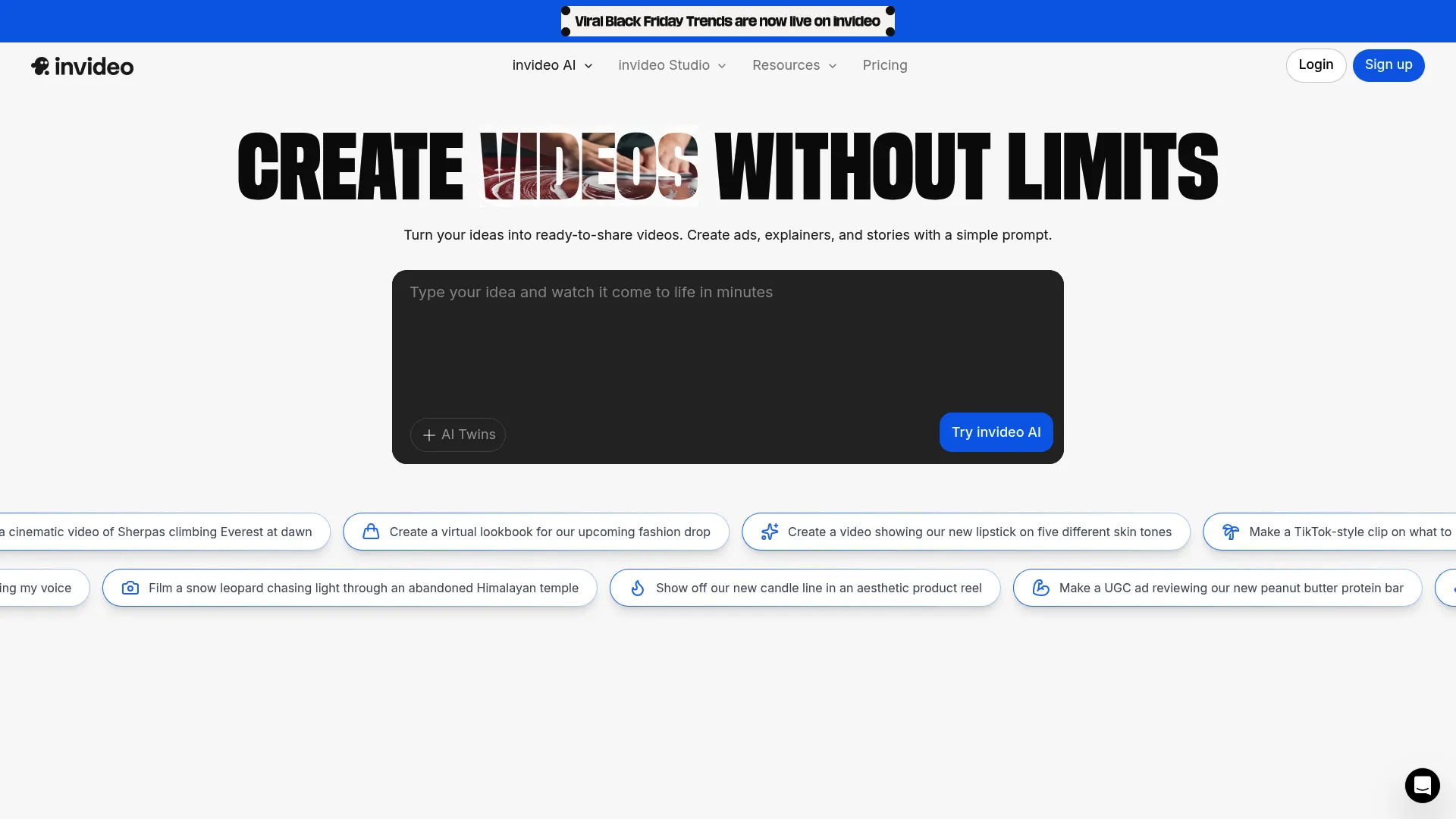 InVideo template-driven video creation platform