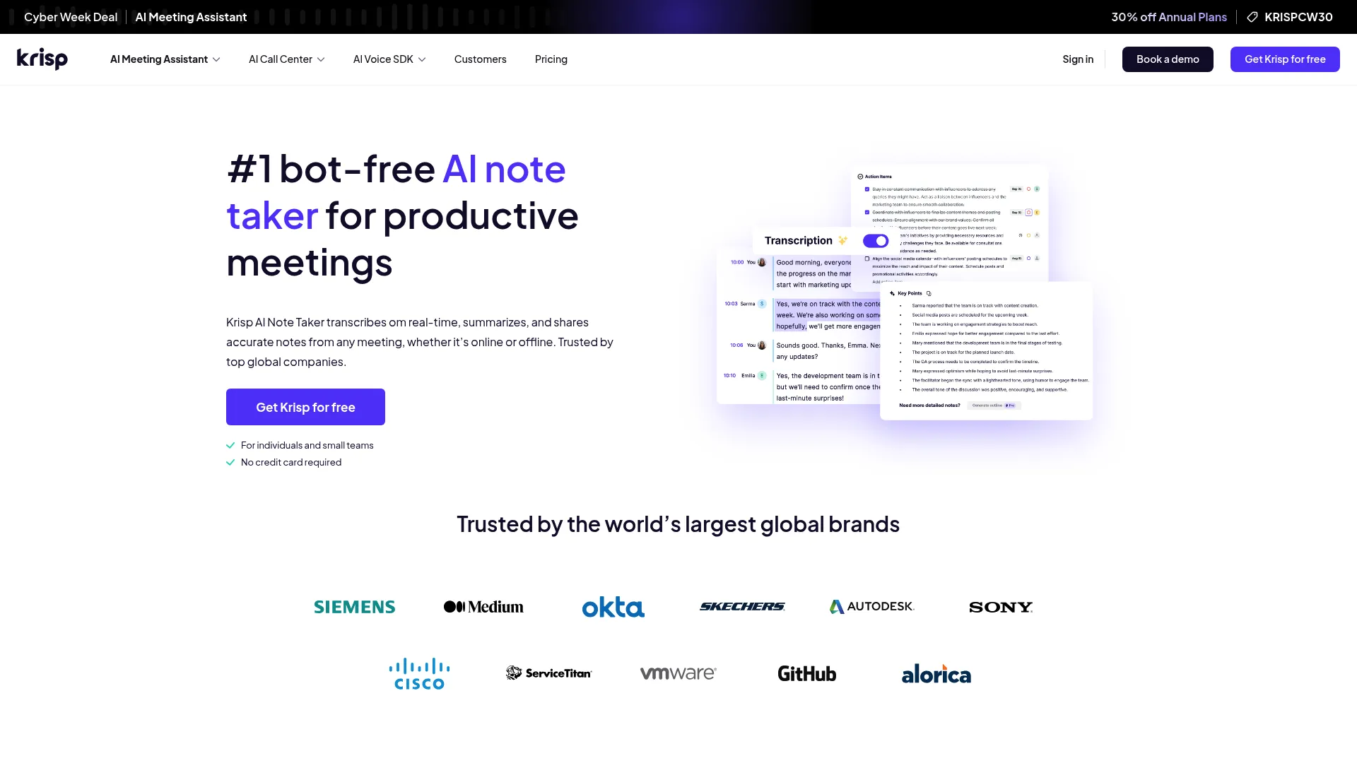 Krisp audio enhancement interface