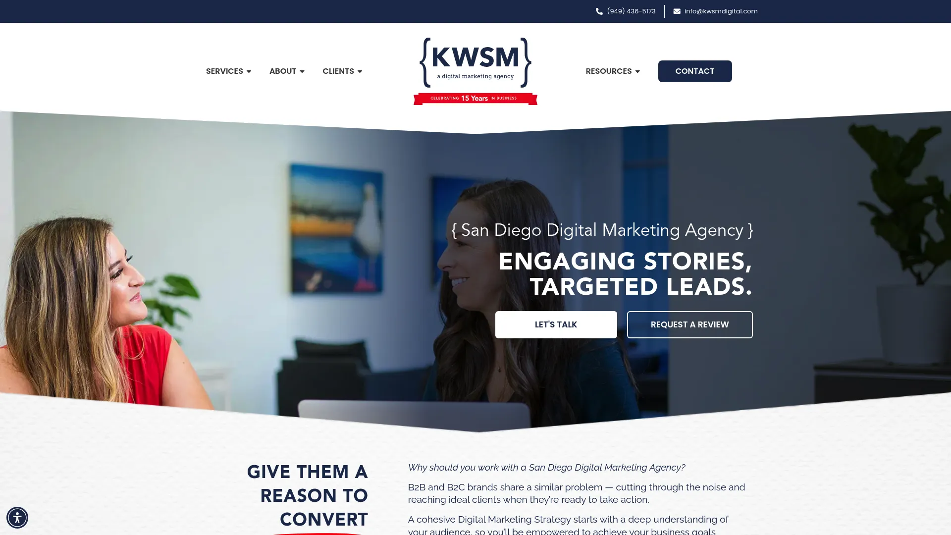 KWSM digital marketing agency homepage