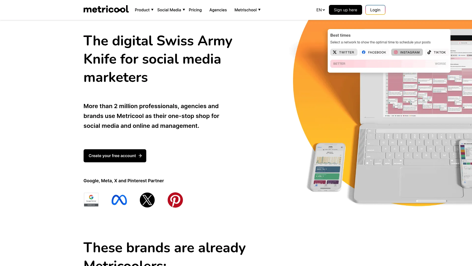 Metricool analytics dashboard
