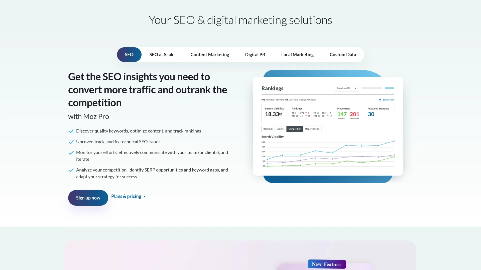 Moz Pro SEO dashboard and tools
