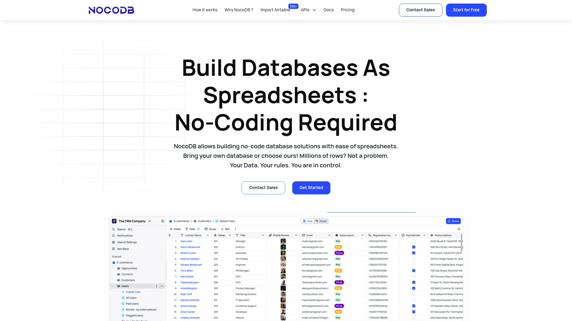 NocoDB database transformation interface