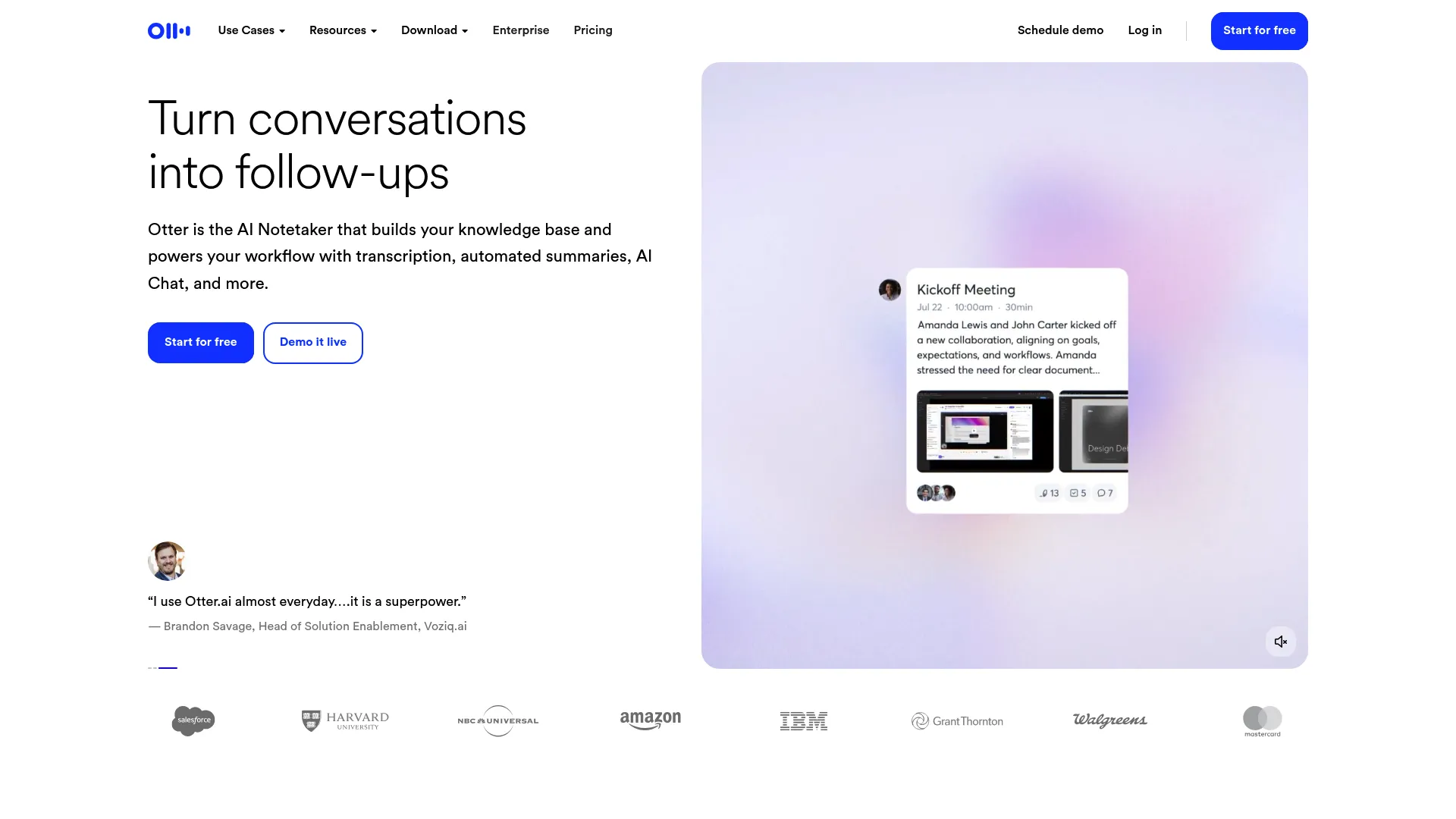 Screenshot of Otter AI note taker for teams collaboration interface with real-time editing