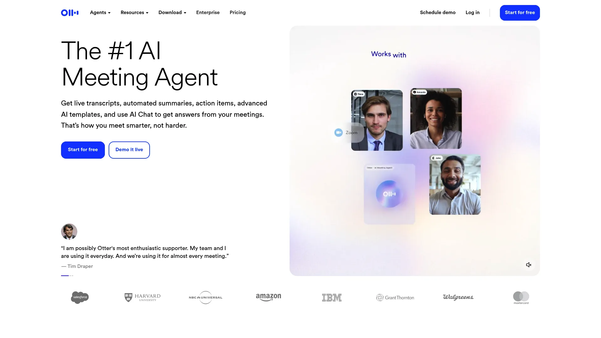 Otter.ai voice-activated meeting assistant interface