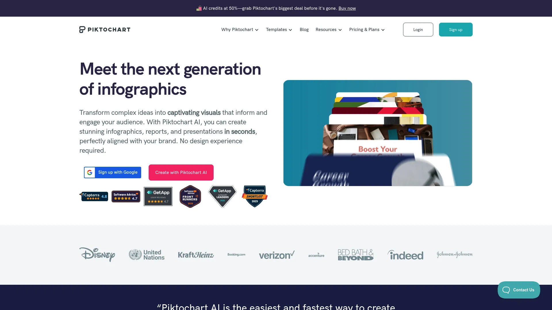 Piktochart infographic creation interface