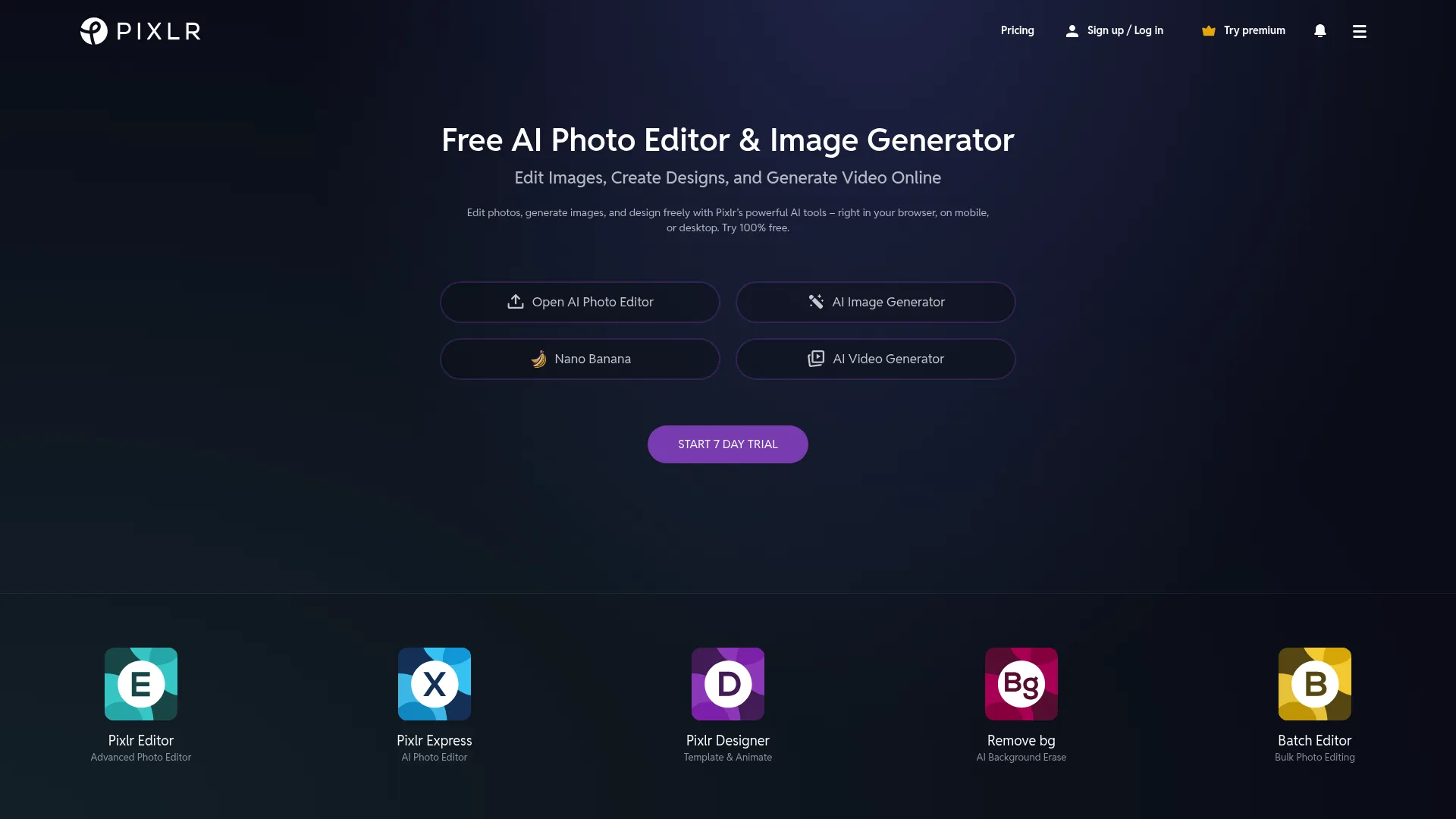 Pixlr photo editor screenshot