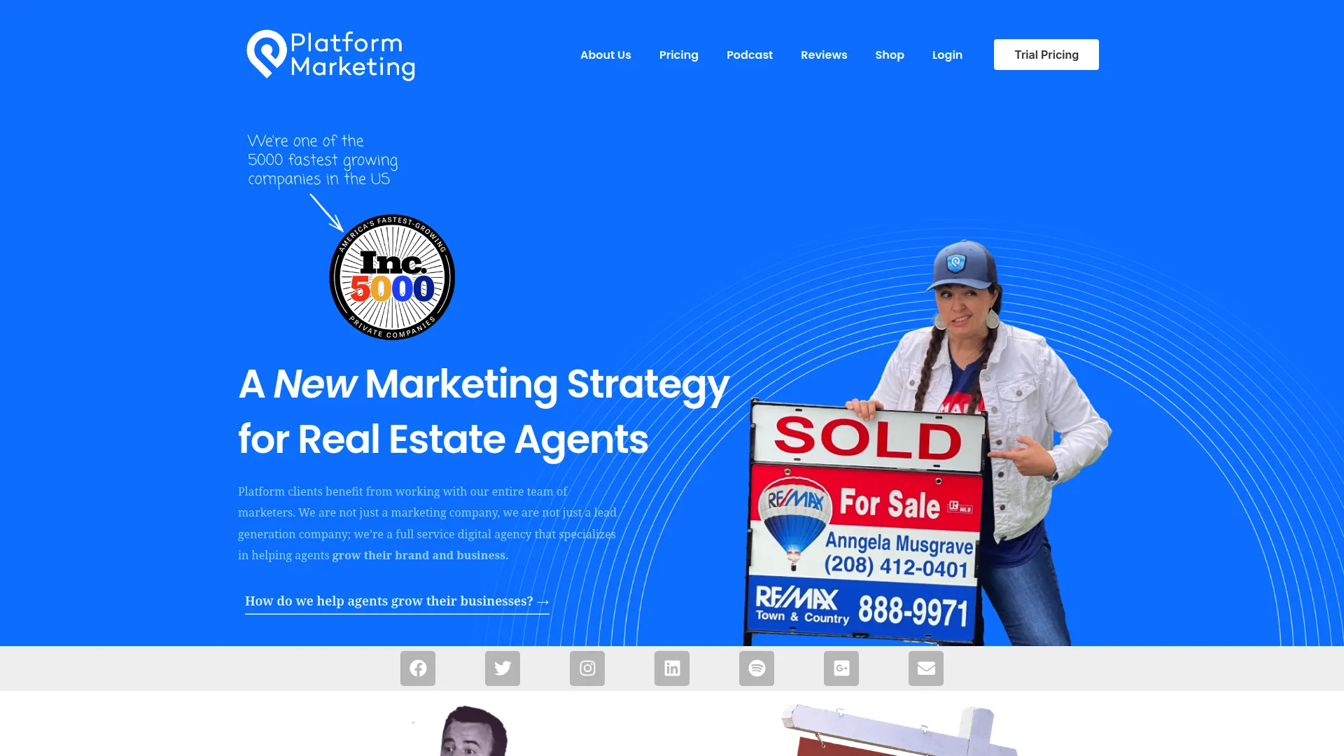 screenshot of platform.marketing