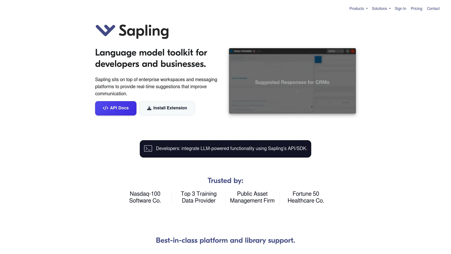 Sapling AI customer support writing assistant