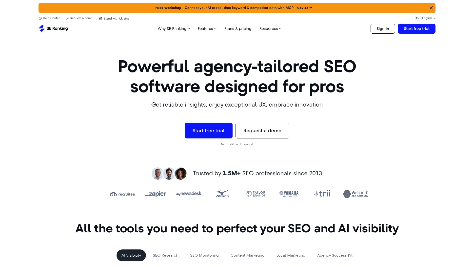 SE Ranking SEO platform dashboard