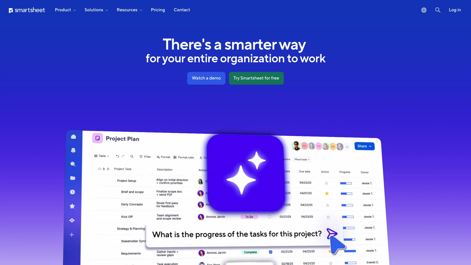 Smartsheet enterprise spreadsheet interface