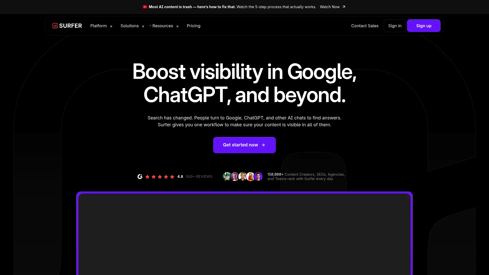 Surfer SEO content editor interface
