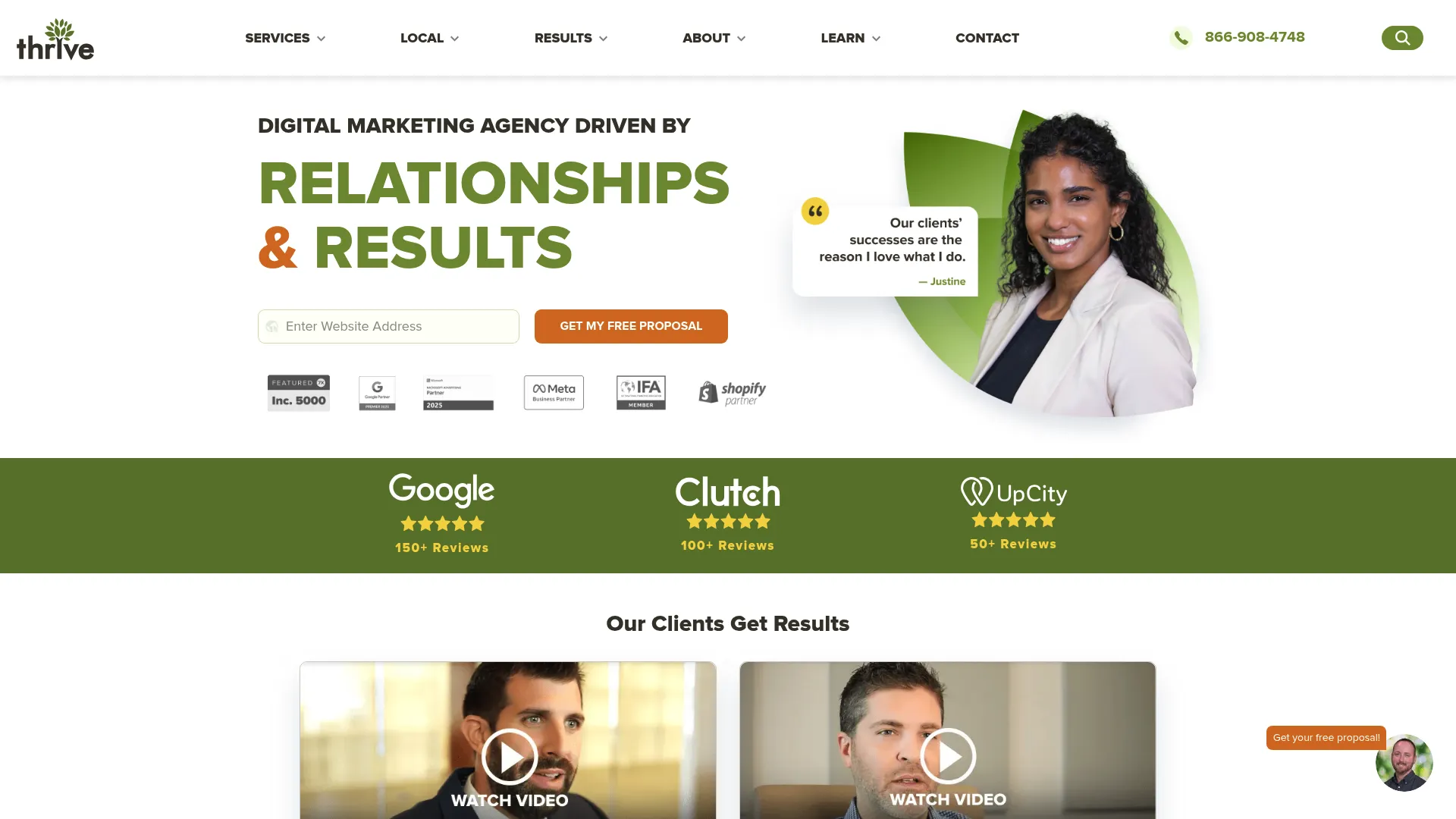 screenshot of thriveagency.com