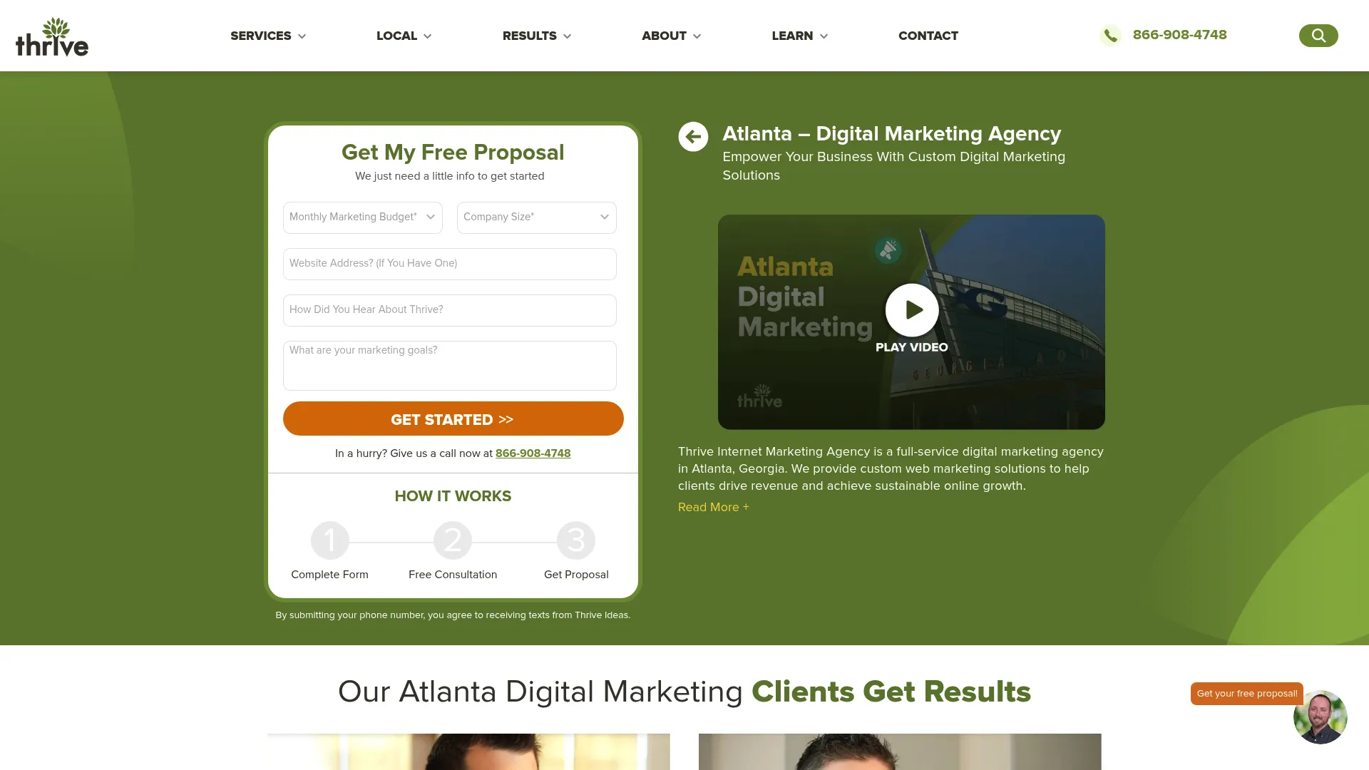 screenshot of thriveagency.com