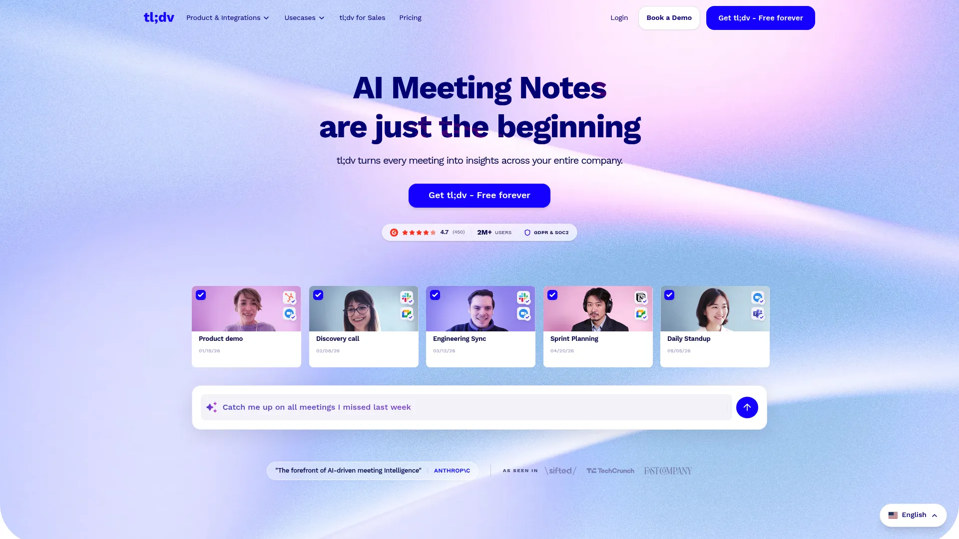 screenshot of tldv.io interface