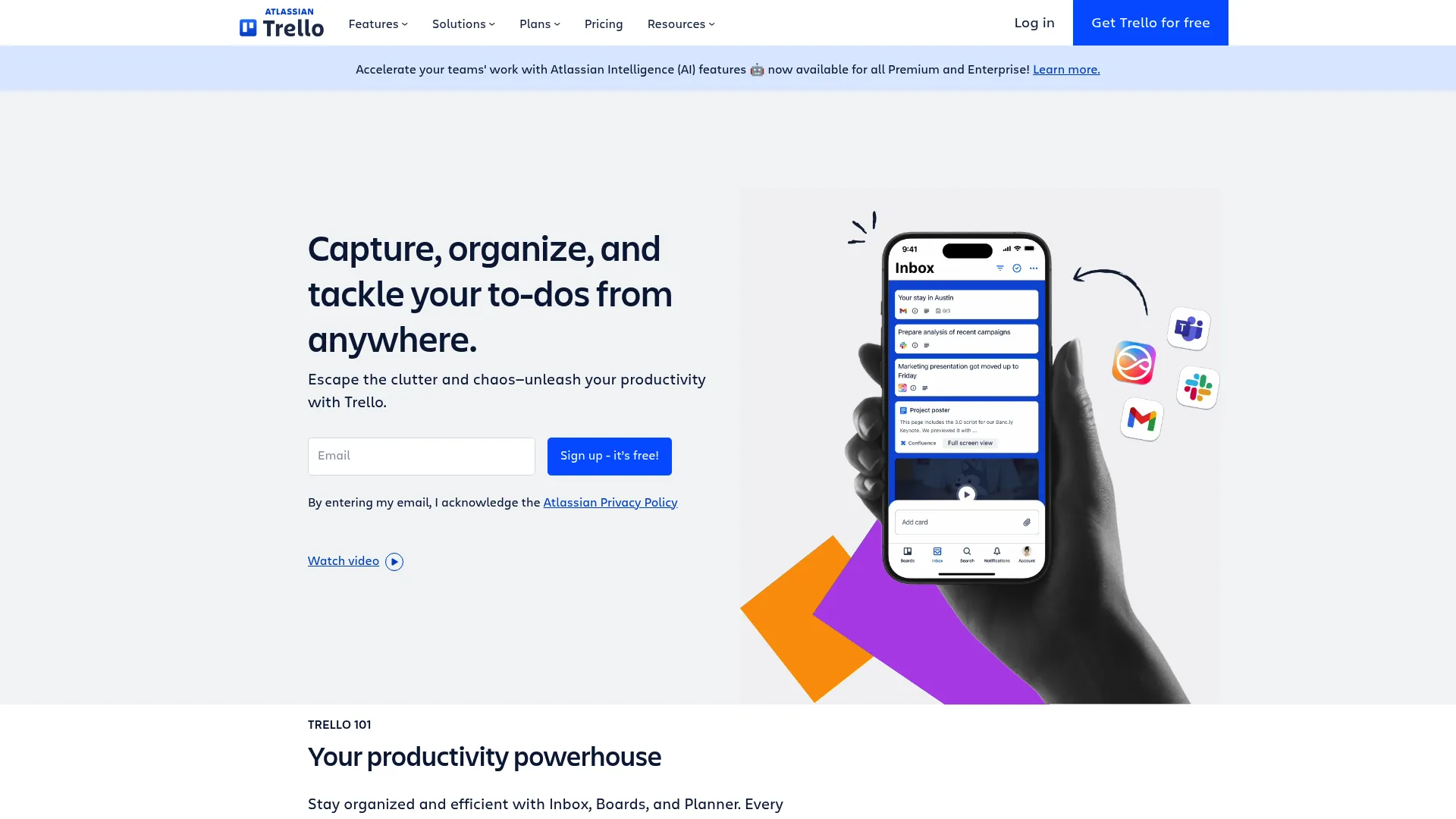 Trello simple Kanban board interface