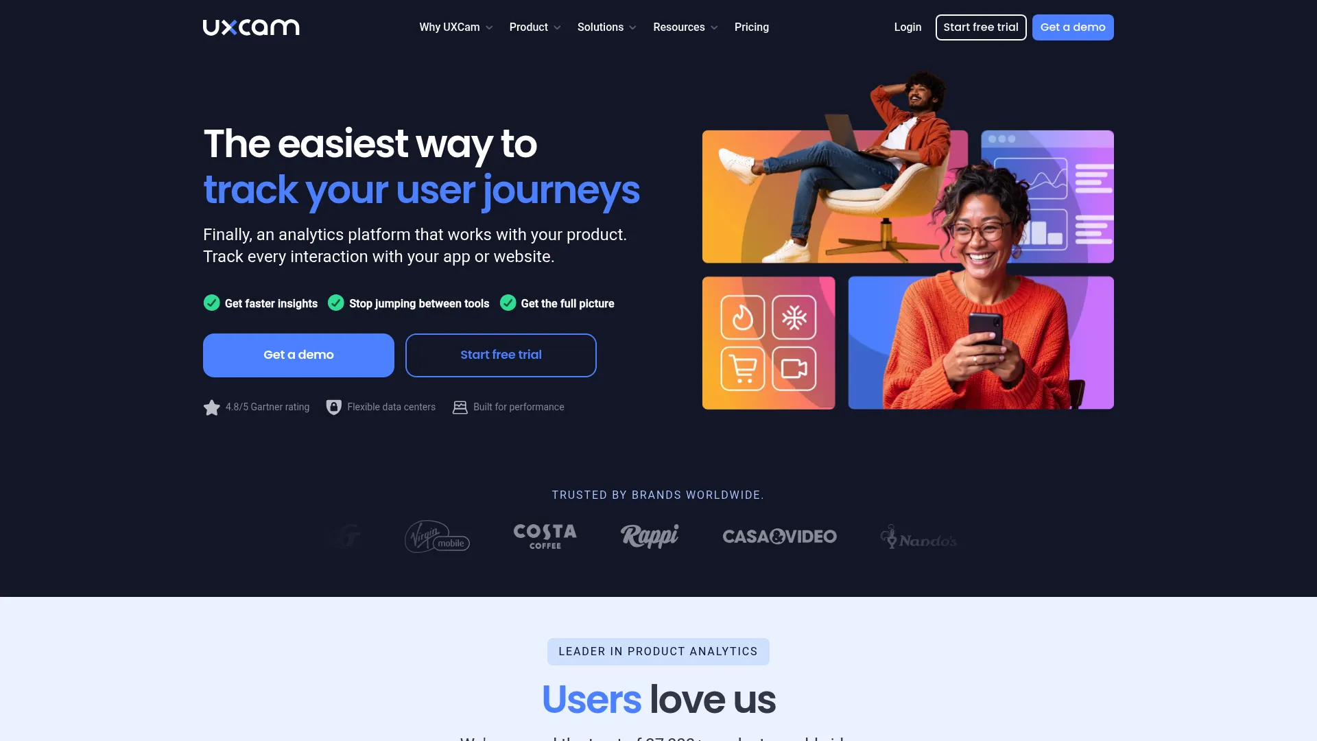 UXCam mobile analytics interface