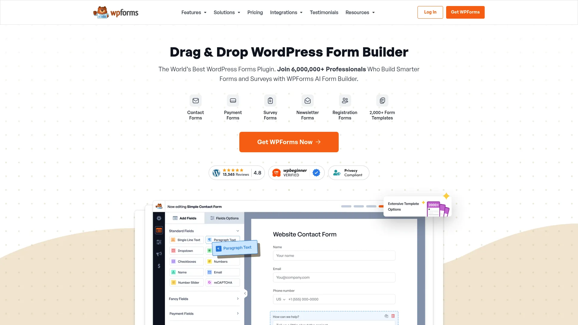 WPForms WordPress plugin interface