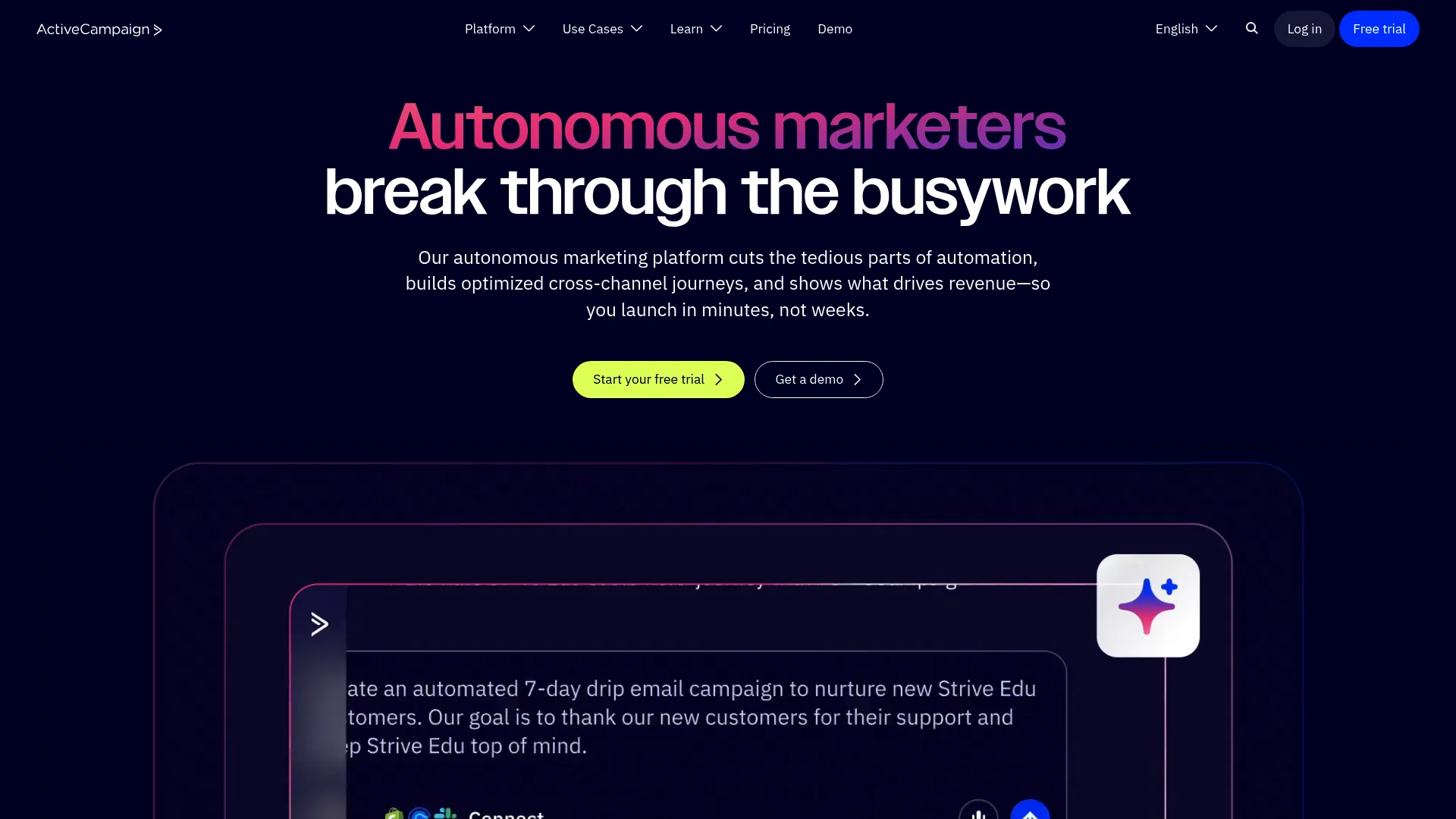 ActiveCampaign dashboard interface