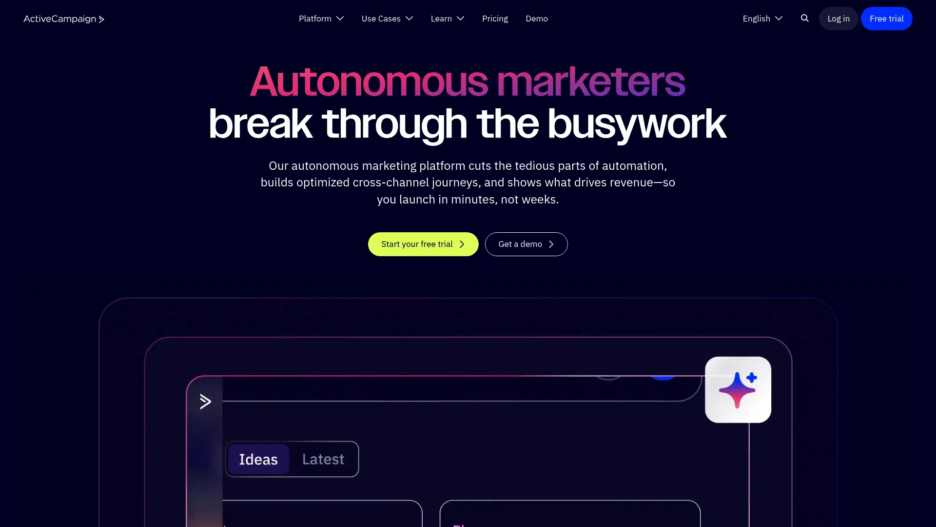 ActiveCampaign marketing automation dashboard