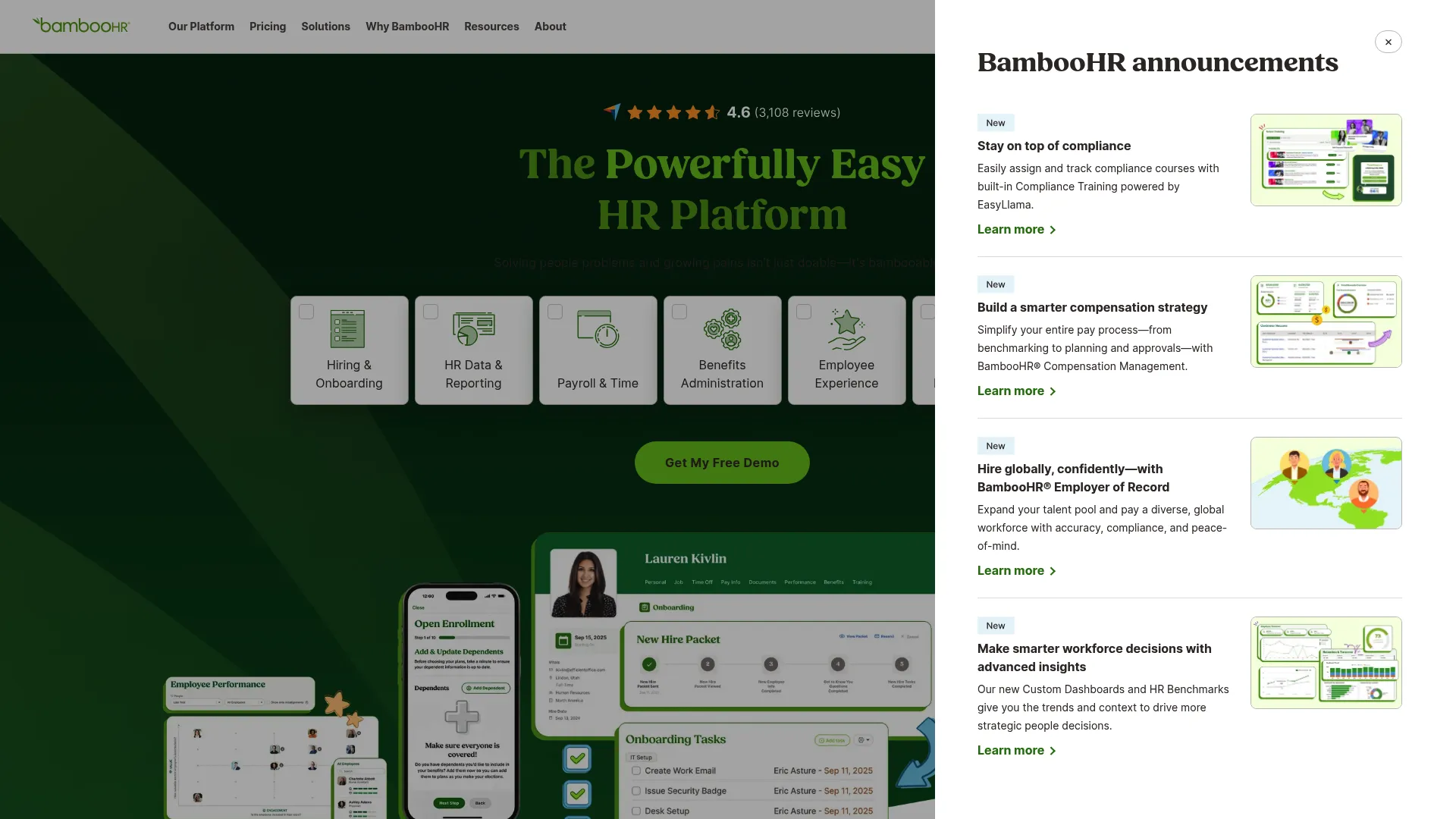 BambooHR dashboard interface