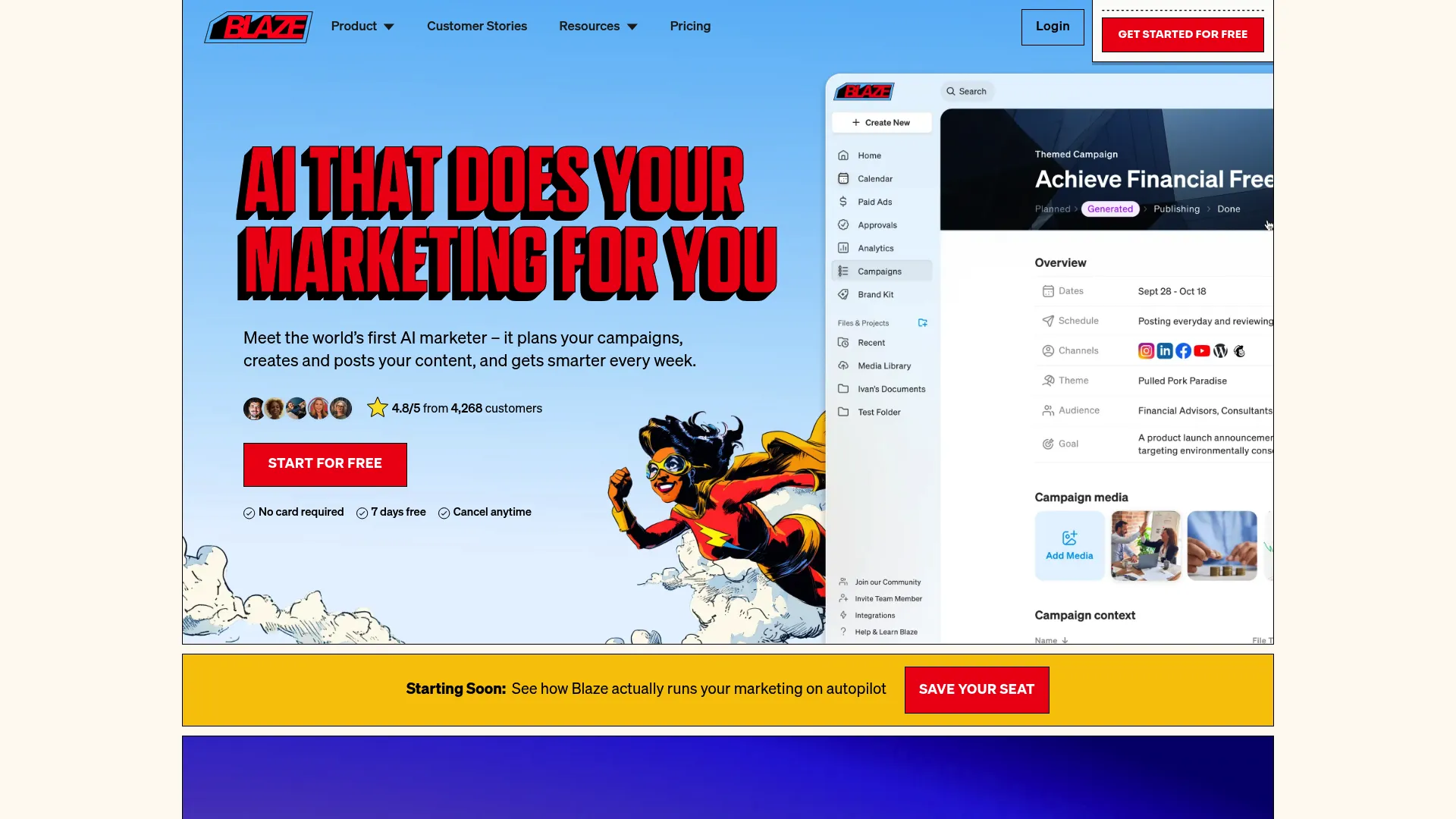 Blaze AI multi-channel campaign dashboard