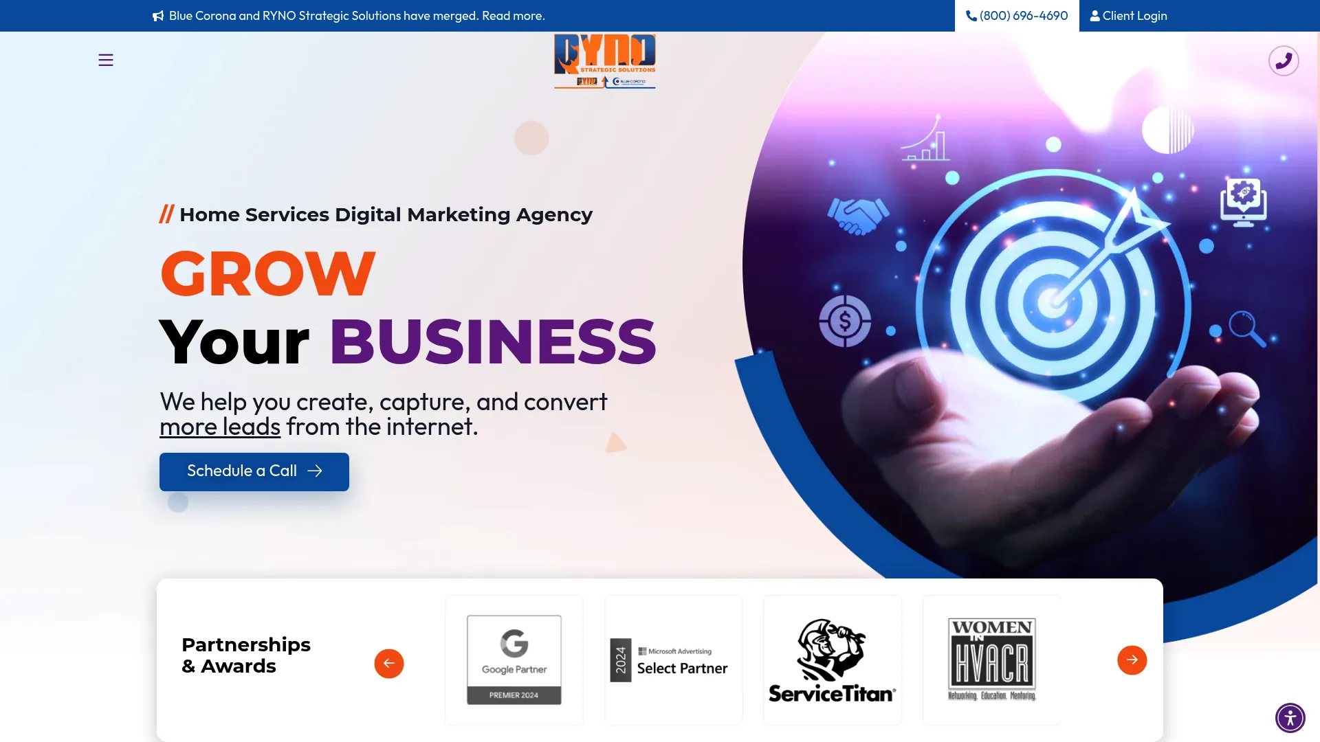 screenshot of bluecorona.com