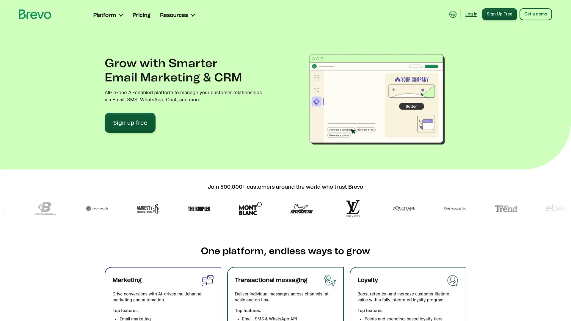 Brevo multichannel marketing platform interface