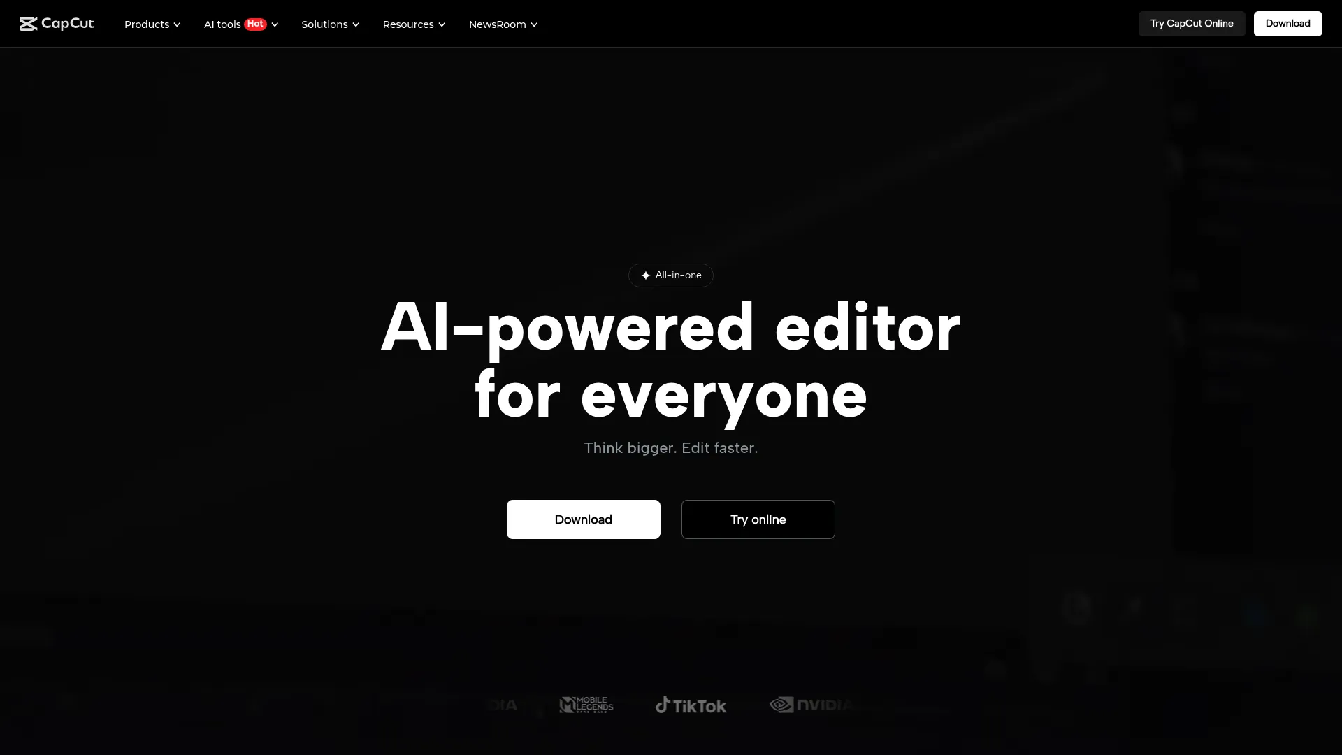 CapCut free video editing platform interface