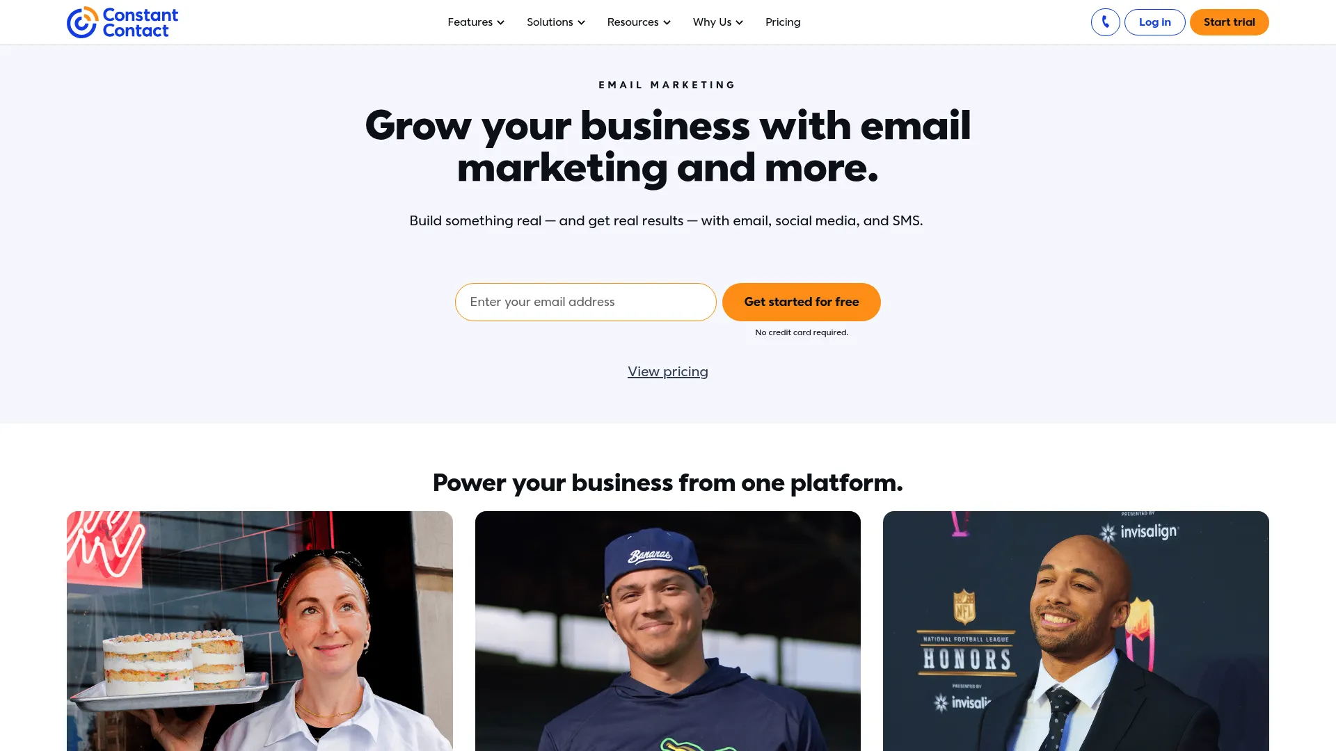 Constant Contact event management and email marketing interface