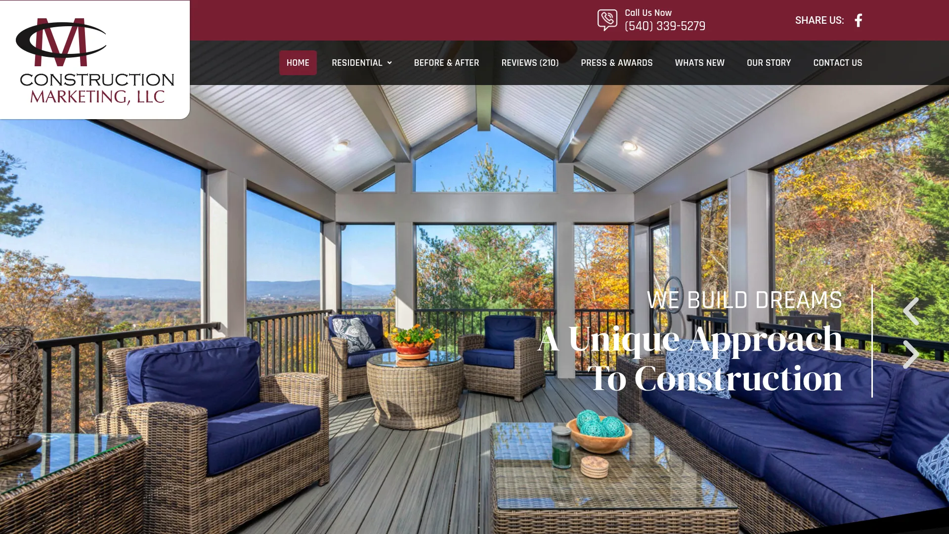 Screenshot of Construction Marketing Inc homepage