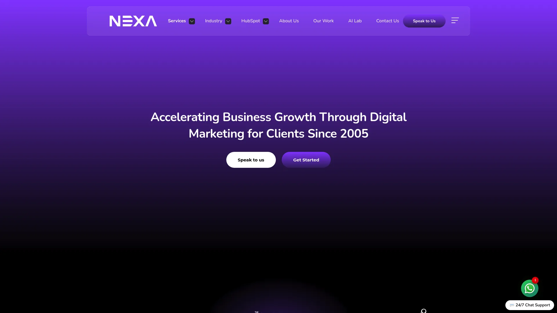 Screenshot of NEXA's homepage