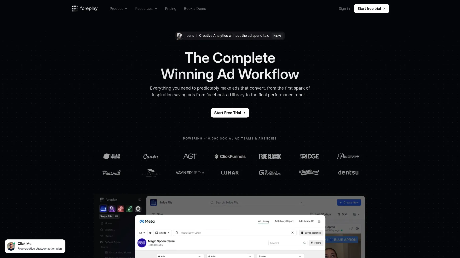 Foreplay creative management platform dashboard