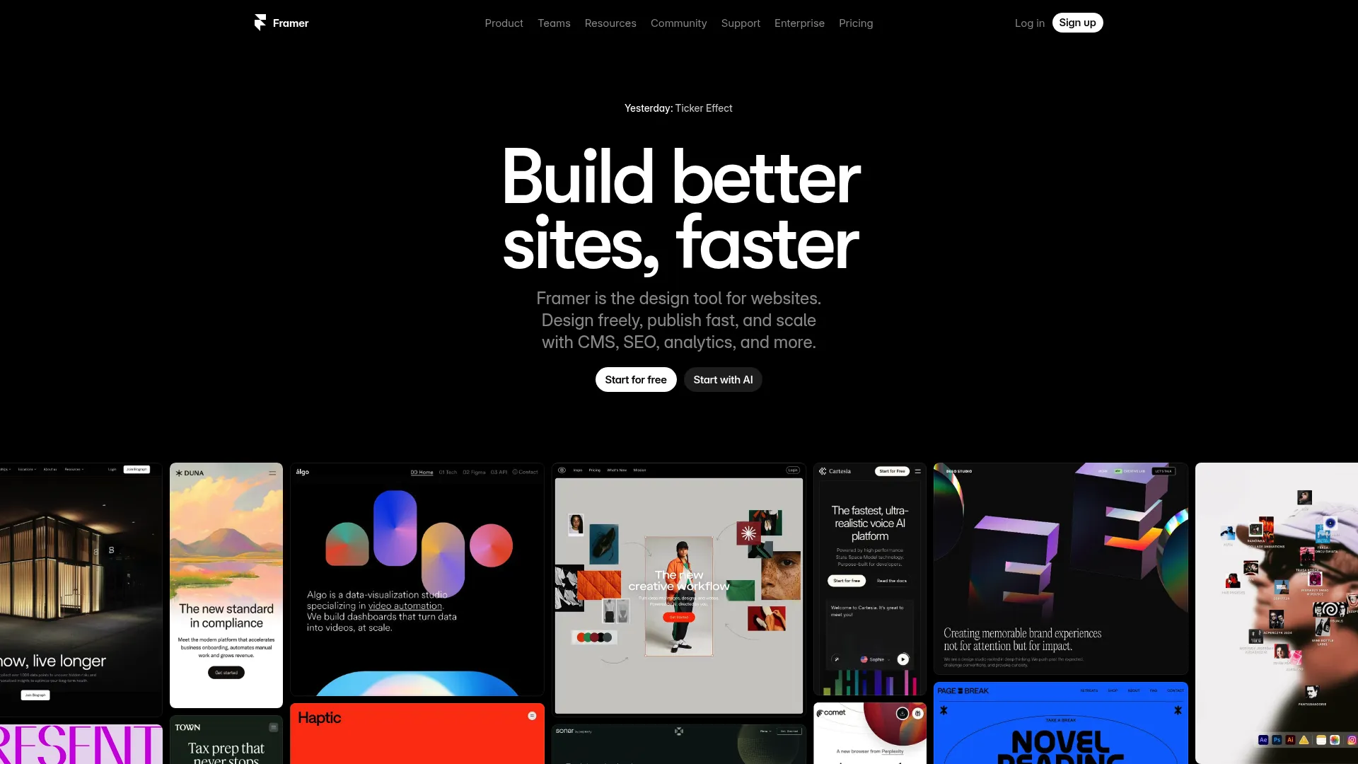 Framer design interface