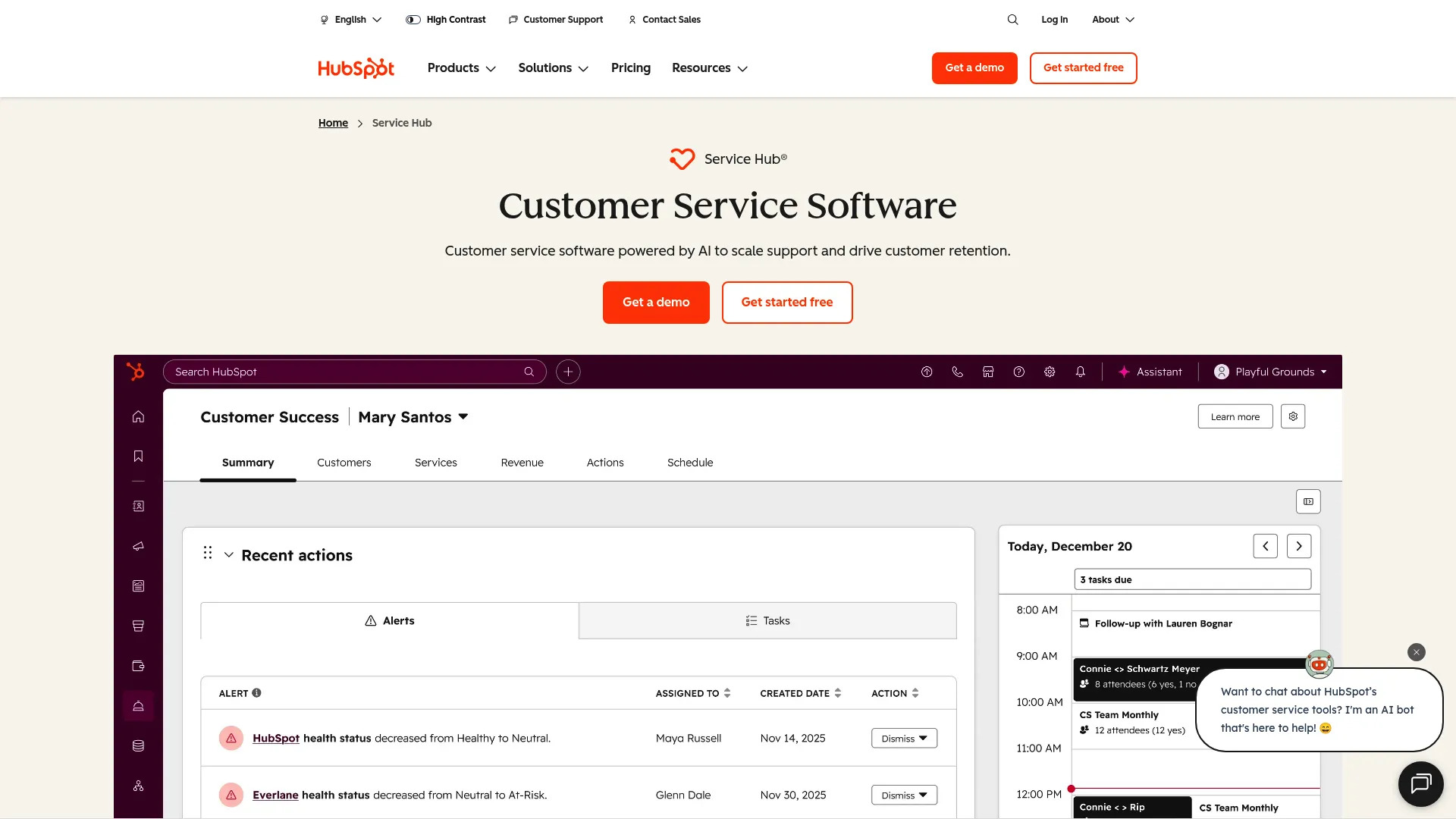 HubSpot Service Hub customer service platform dashboard