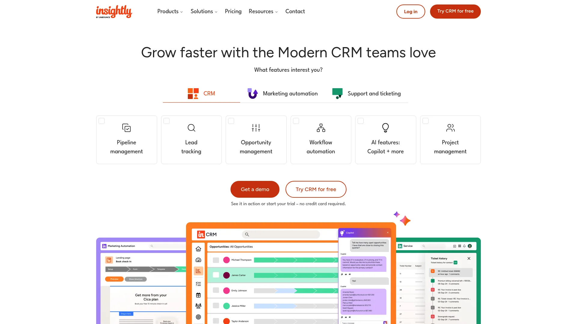 Insightly project management CRM integration
