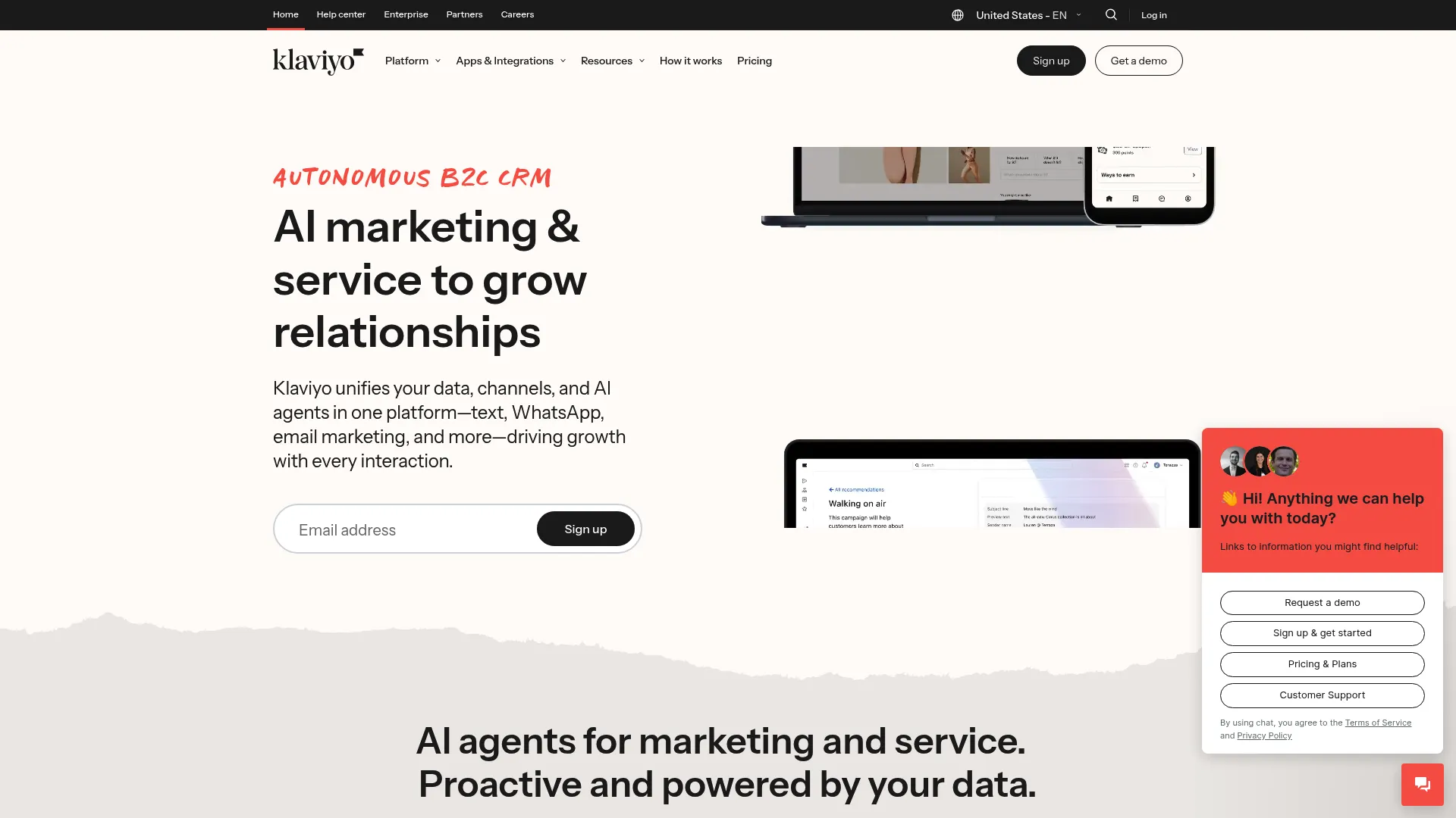 Klaviyo eCommerce email marketing dashboard