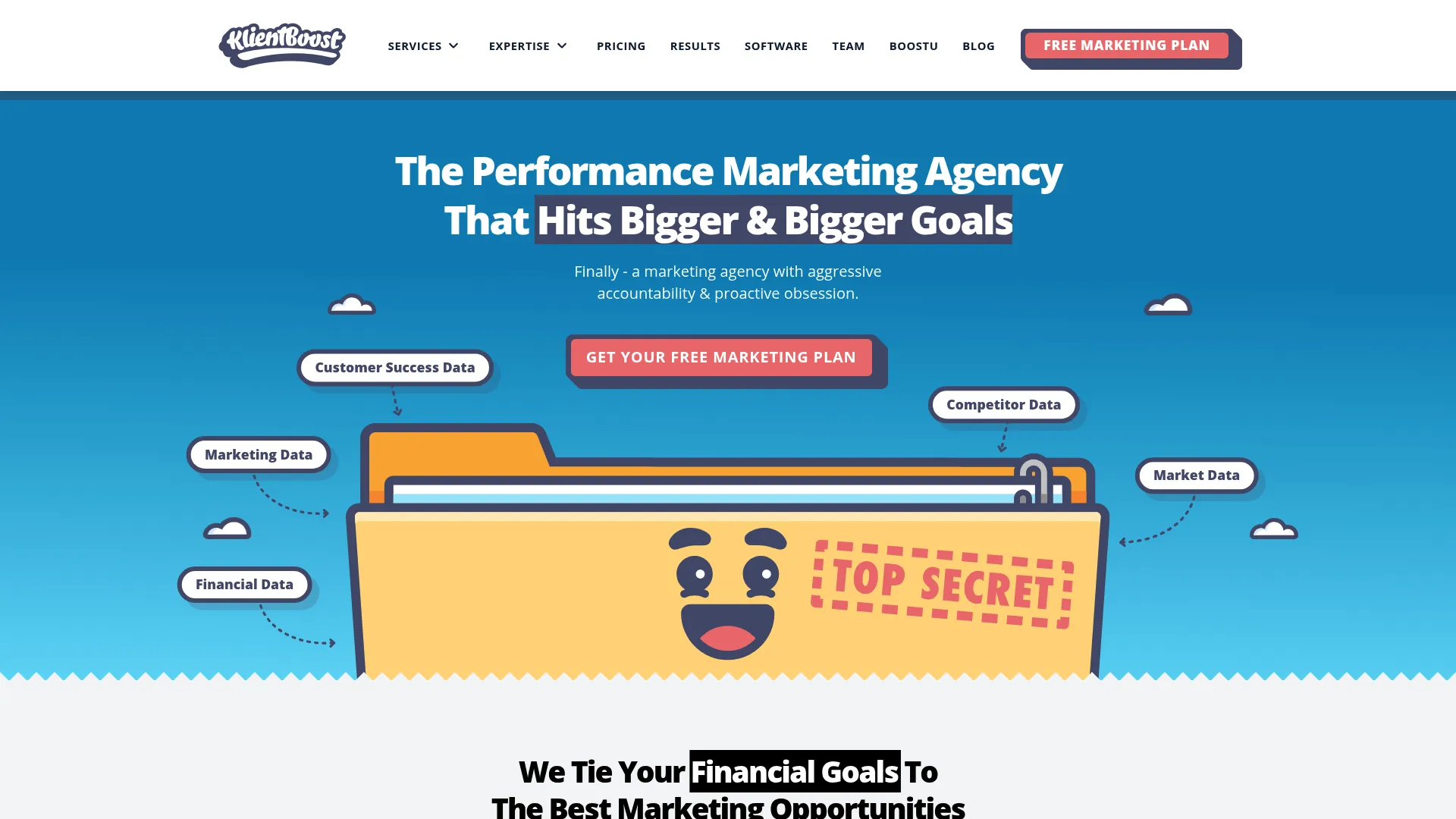 screenshot of klientboost.com