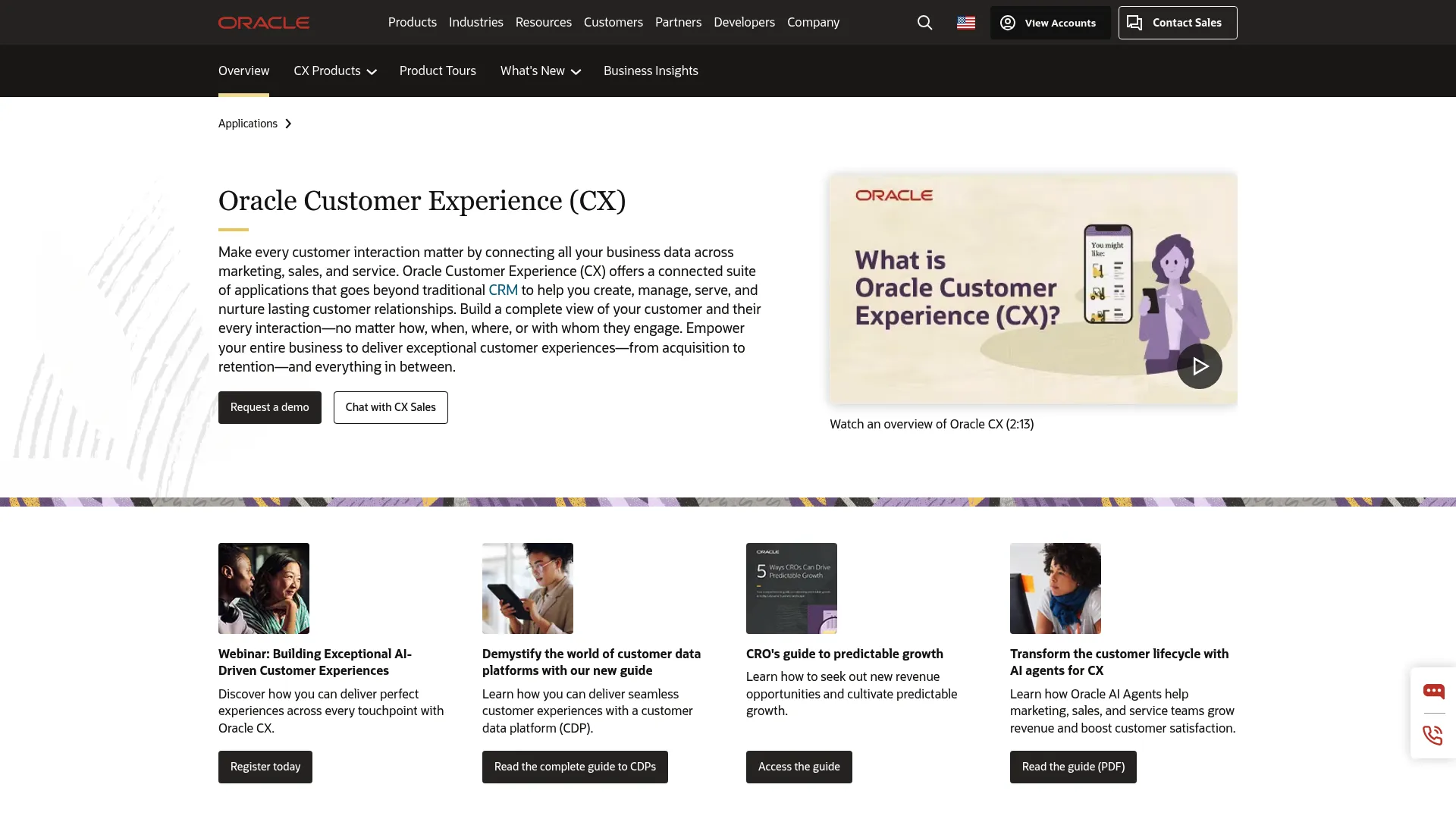 Oracle CX Cloud enterprise CRM interface