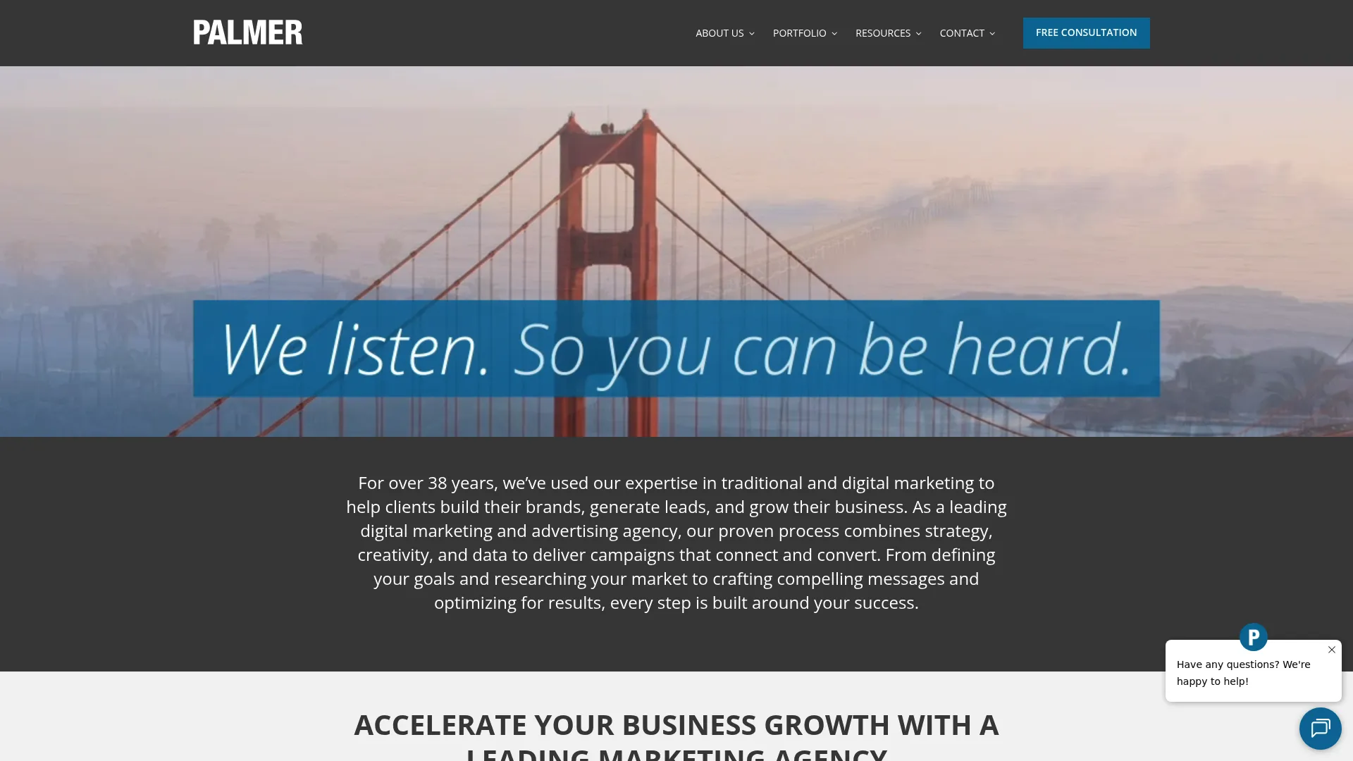 screenshot of palmeradagency.com