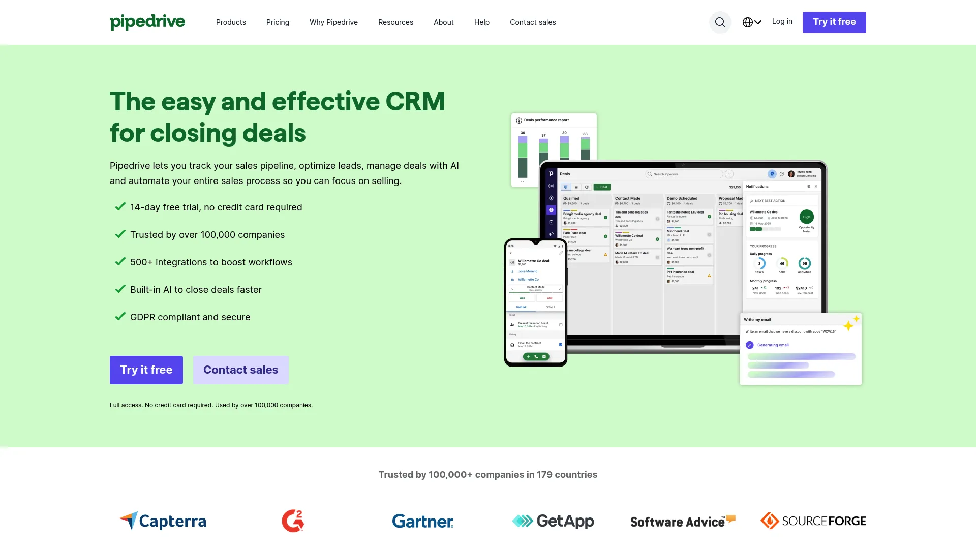 Pipedrive visual sales pipeline interface